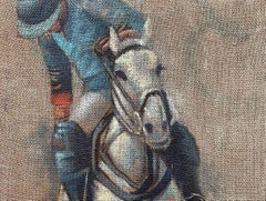 On Defense - 21st Century, Contemporary, Figurative Portrait, Horse Rider, Sport