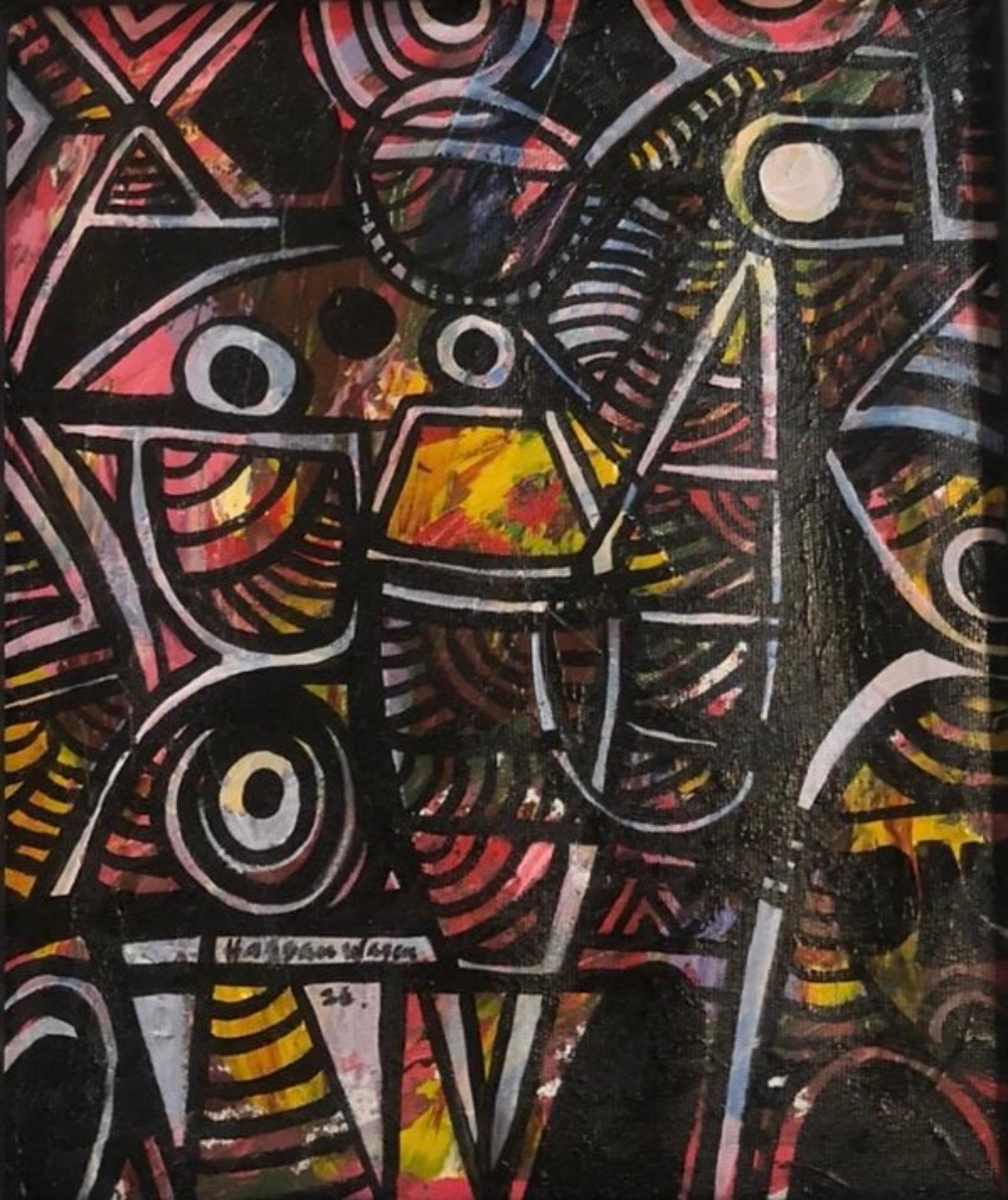  Wasiu Sunday Hassan Abstract Painting - Africa Motifs 10 -21st Century Contemporary, Abstract Expressionism, Design