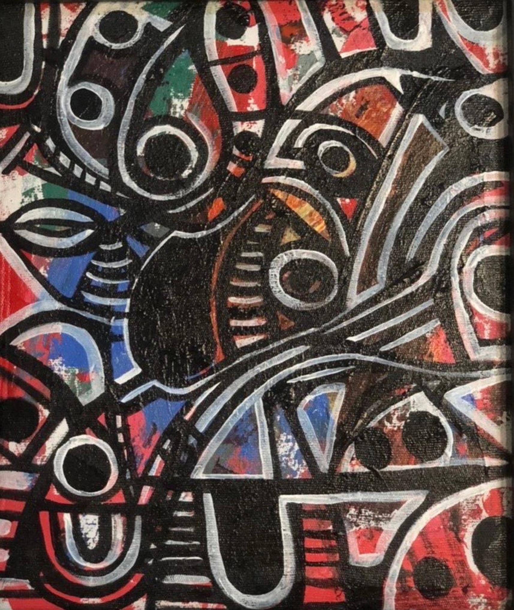  Wasiu Sunday Hassan Interior Painting – Afrika-Motive 7 -21. Jahrhundert Zeitgenössisch, Abstrakter Expressionismus, Design