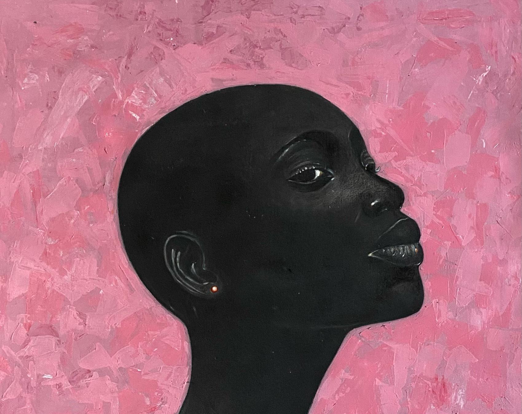 Kahl ist schön -21. Jahrhundert, Zeitgenössisch, Figuratives Porträt, Afrika Frauen – Painting von  Wasiu Sunday Hassan
