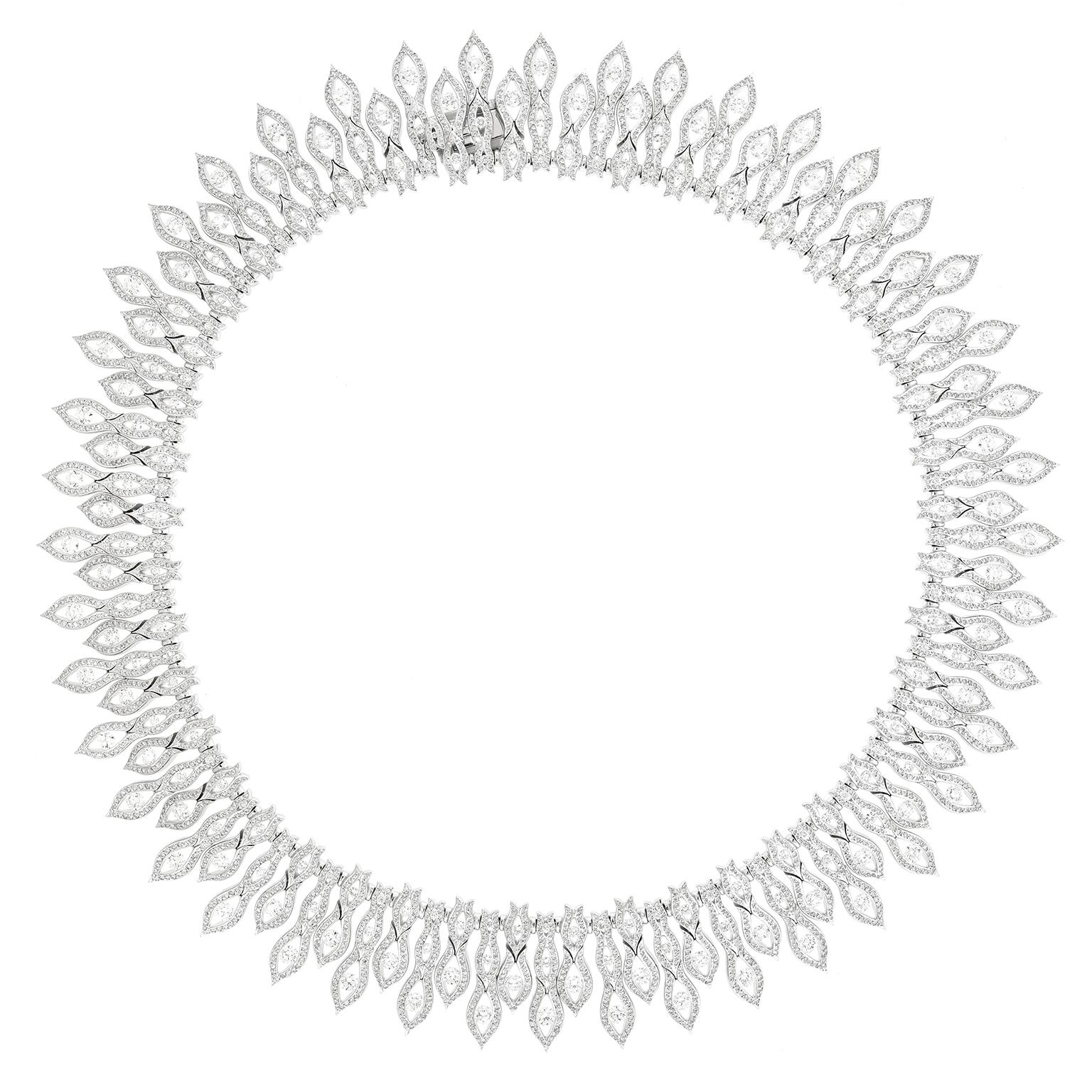 Taille ronde Waskoll Paris Collier Flamme 24 carats de diamants en vente