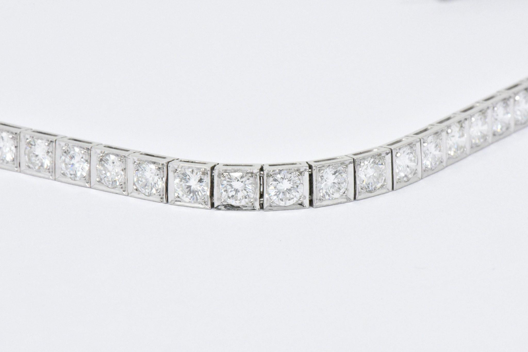 Round Cut Waslikoff 7.20 Carat Diamond and Platinum Line Tennis Bracelet