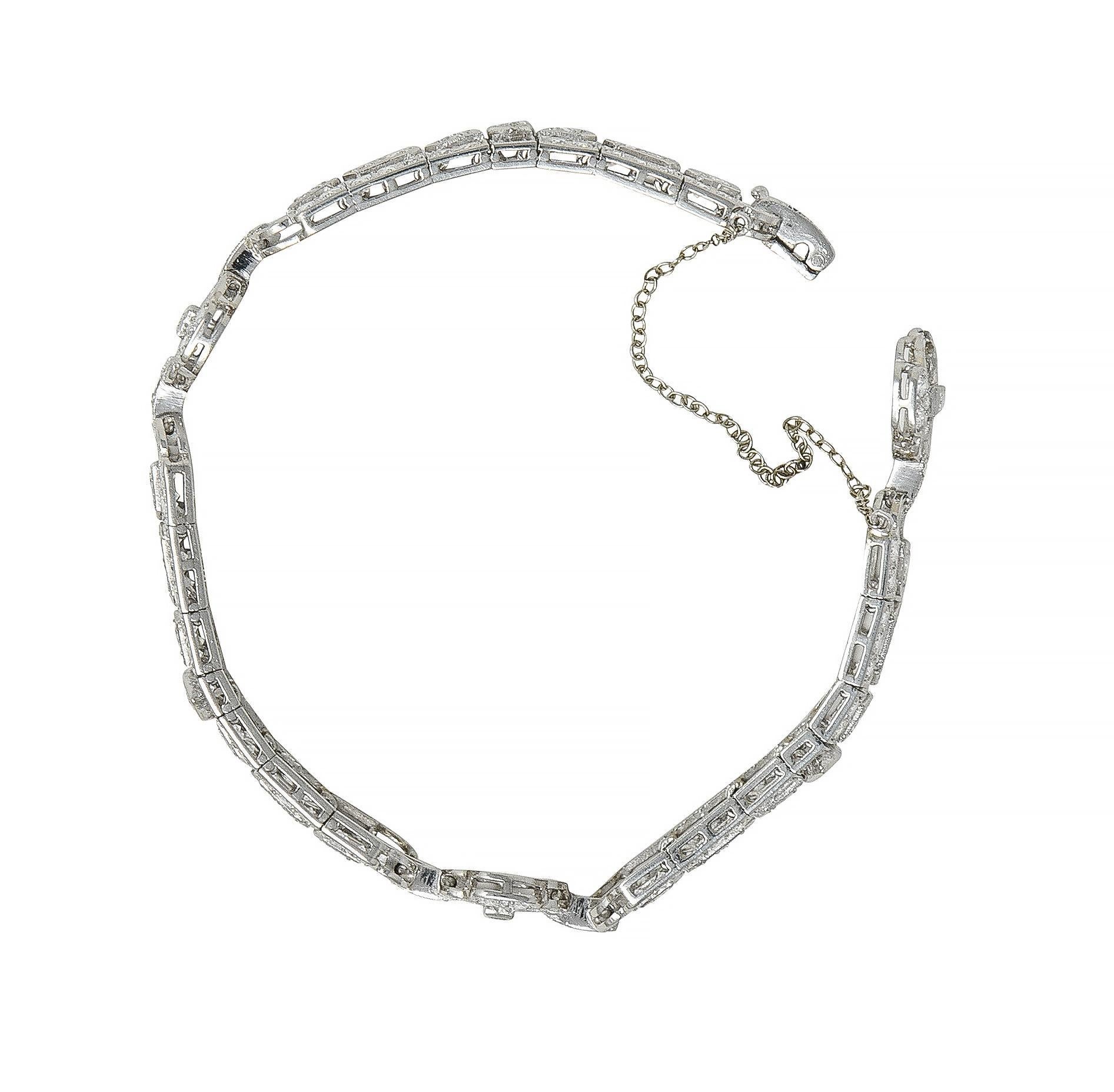 Waslikoff Pulsera Art Decó 9.45 CTW Diamante Platino Línea Geométrica Vintage en venta 3