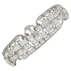 Waslikoff Art Deco 9.45 CTW Diamond Platinum Geometric Vintage Line Bracelet
