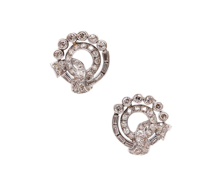 Boucles D'oreilles à Clips Période Art Déco - Argent Sterling - Occasion - Style Vintage