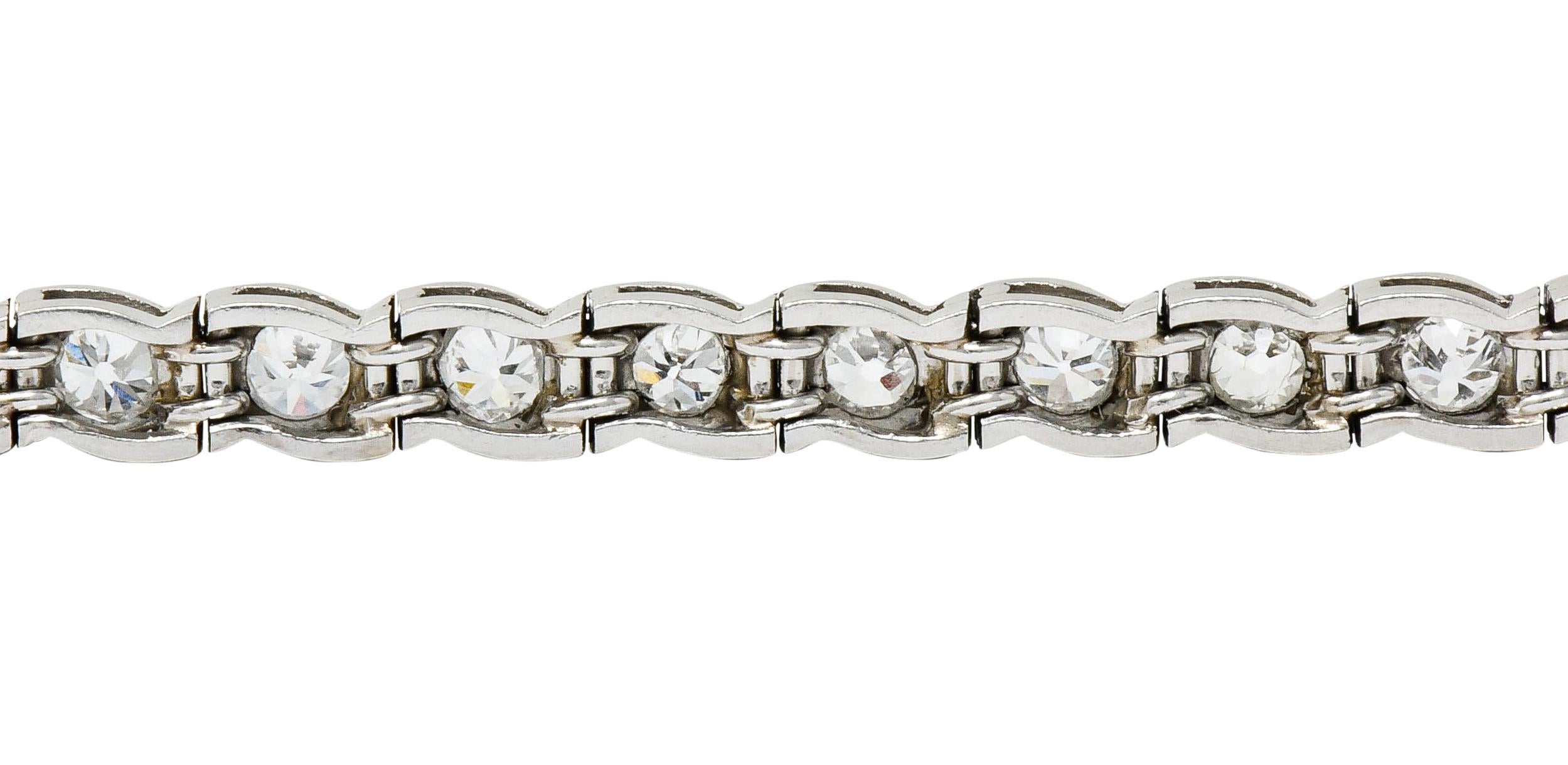 Waslikoff & Sons Art Deco 4.50 Carat Diamond Platinum Eyelet Line Bracelet 5