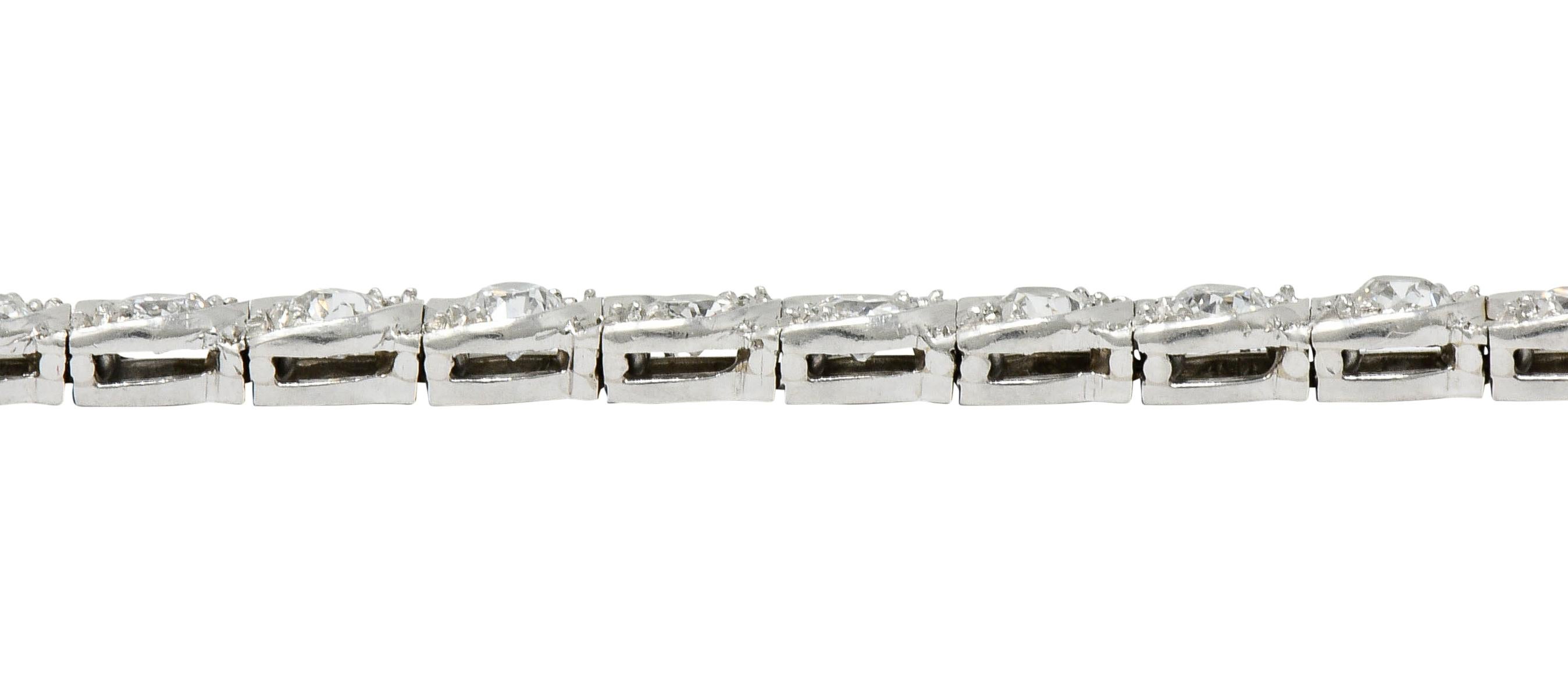 Waslikoff & Sons Art Deco 4.50 Carat Diamond Platinum Eyelet Line Bracelet 6