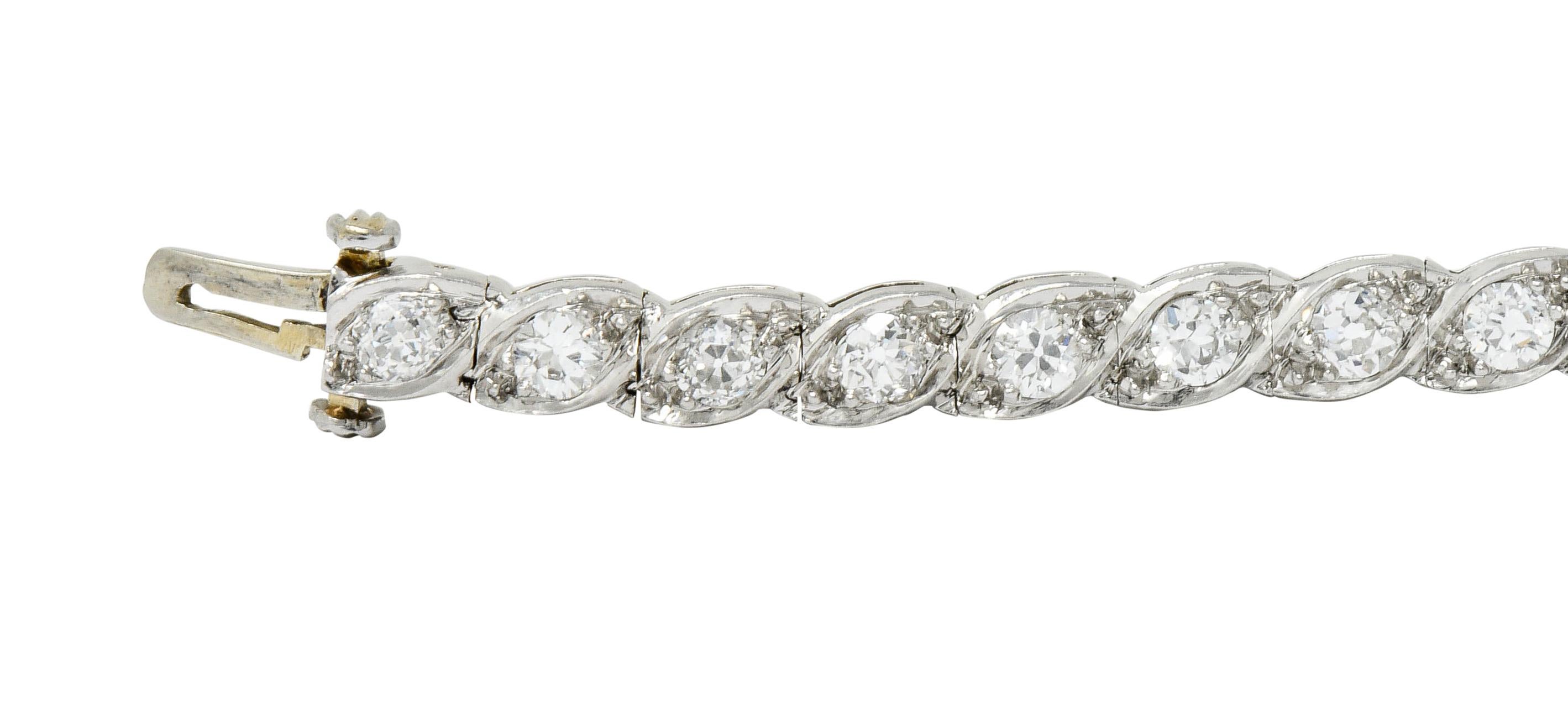 Waslikoff & Sons Art Deco 4.50 Carat Diamond Platinum Eyelet Line Bracelet 2