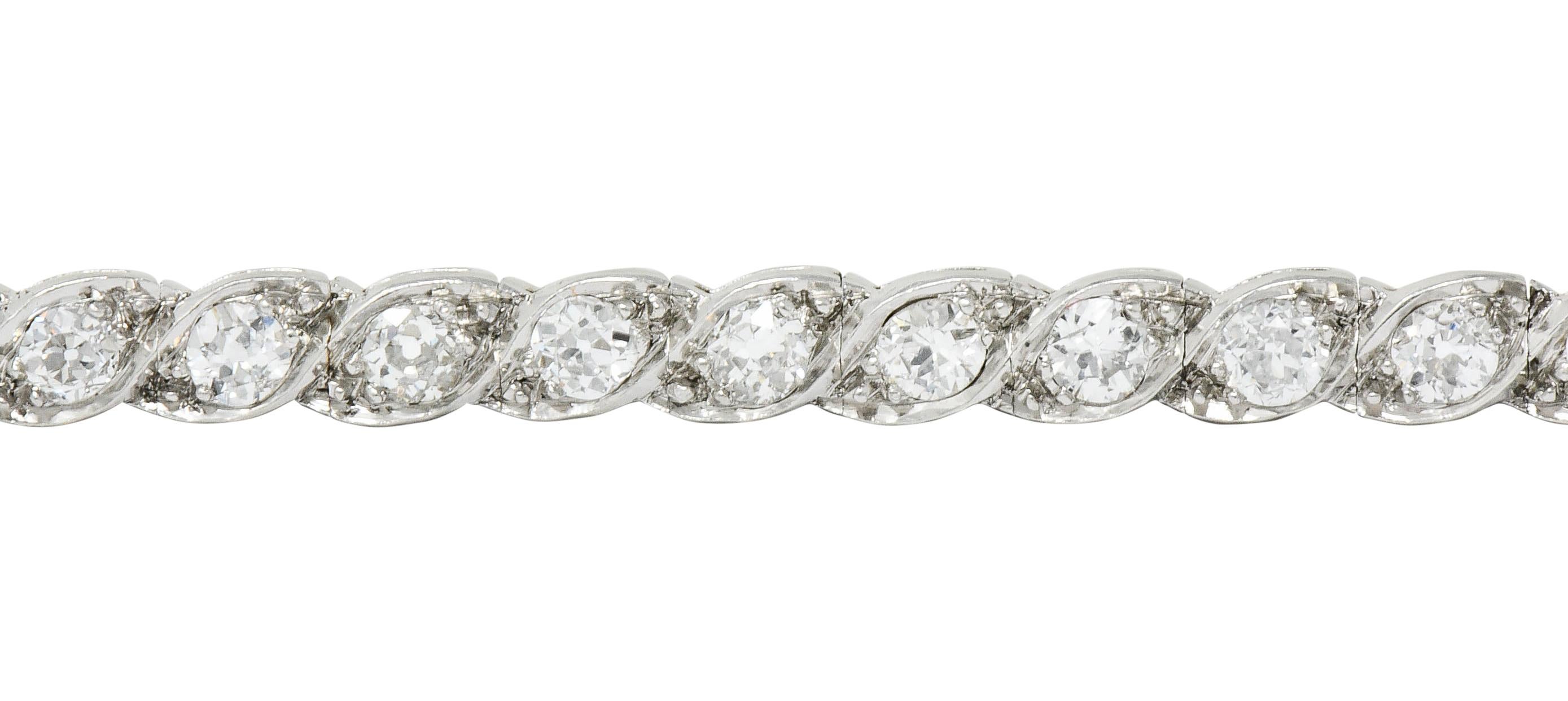 Waslikoff & Sons Art Deco 4.50 Carat Diamond Platinum Eyelet Line Bracelet 3