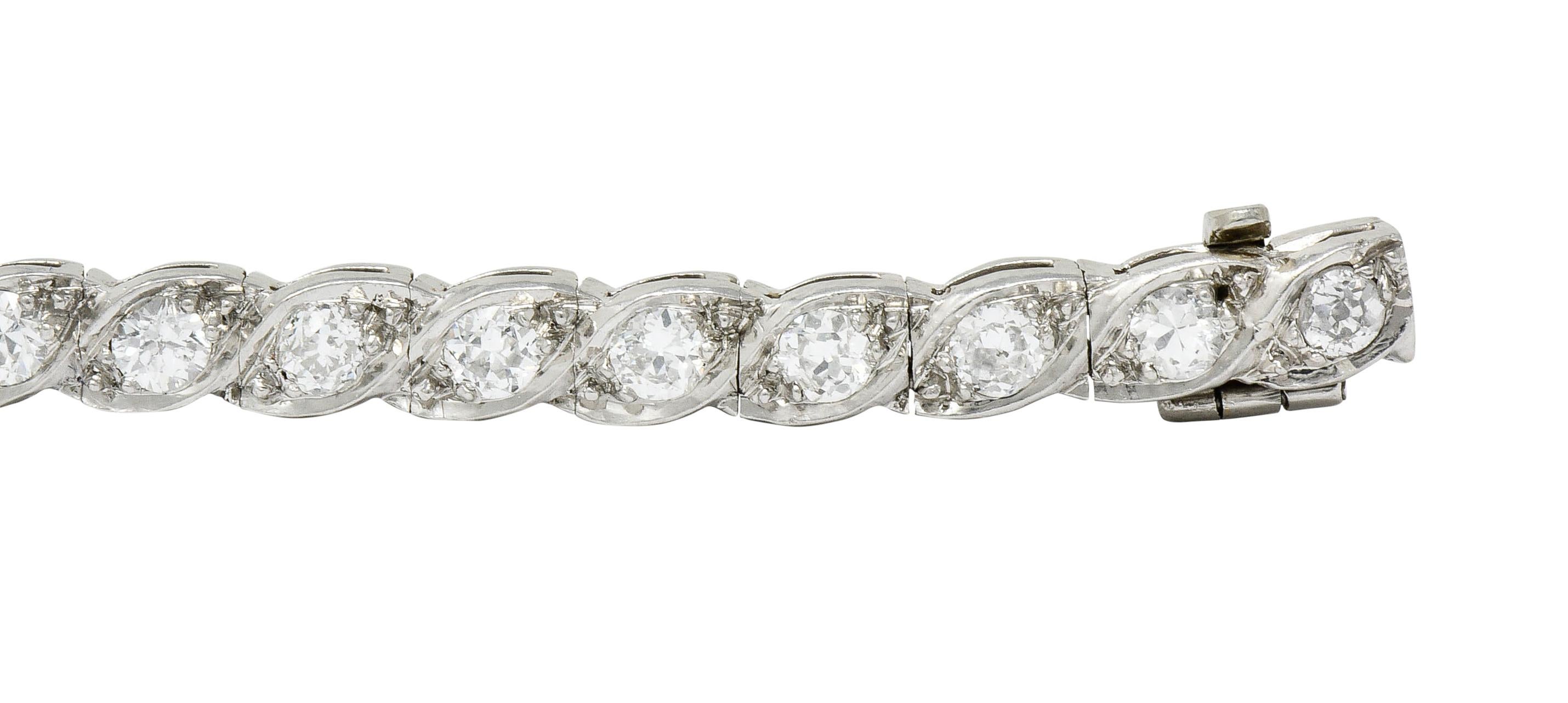 Waslikoff & Sons Art Deco 4.50 Carat Diamond Platinum Eyelet Line Bracelet 4