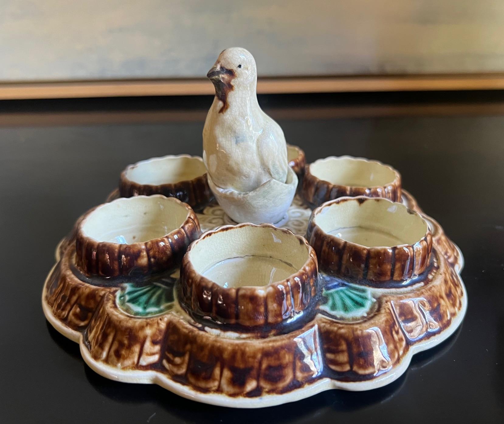 French Provincial Wasmuel Egg Dish, Belgium C 1880