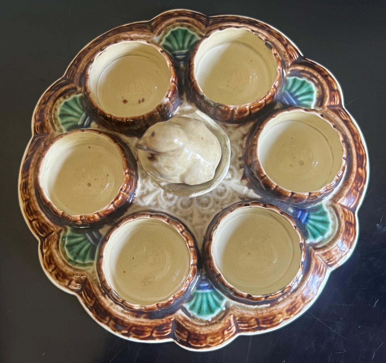 Wasmuel Egg Dish, Belgium C 1880 In Good Condition In Ross, CA