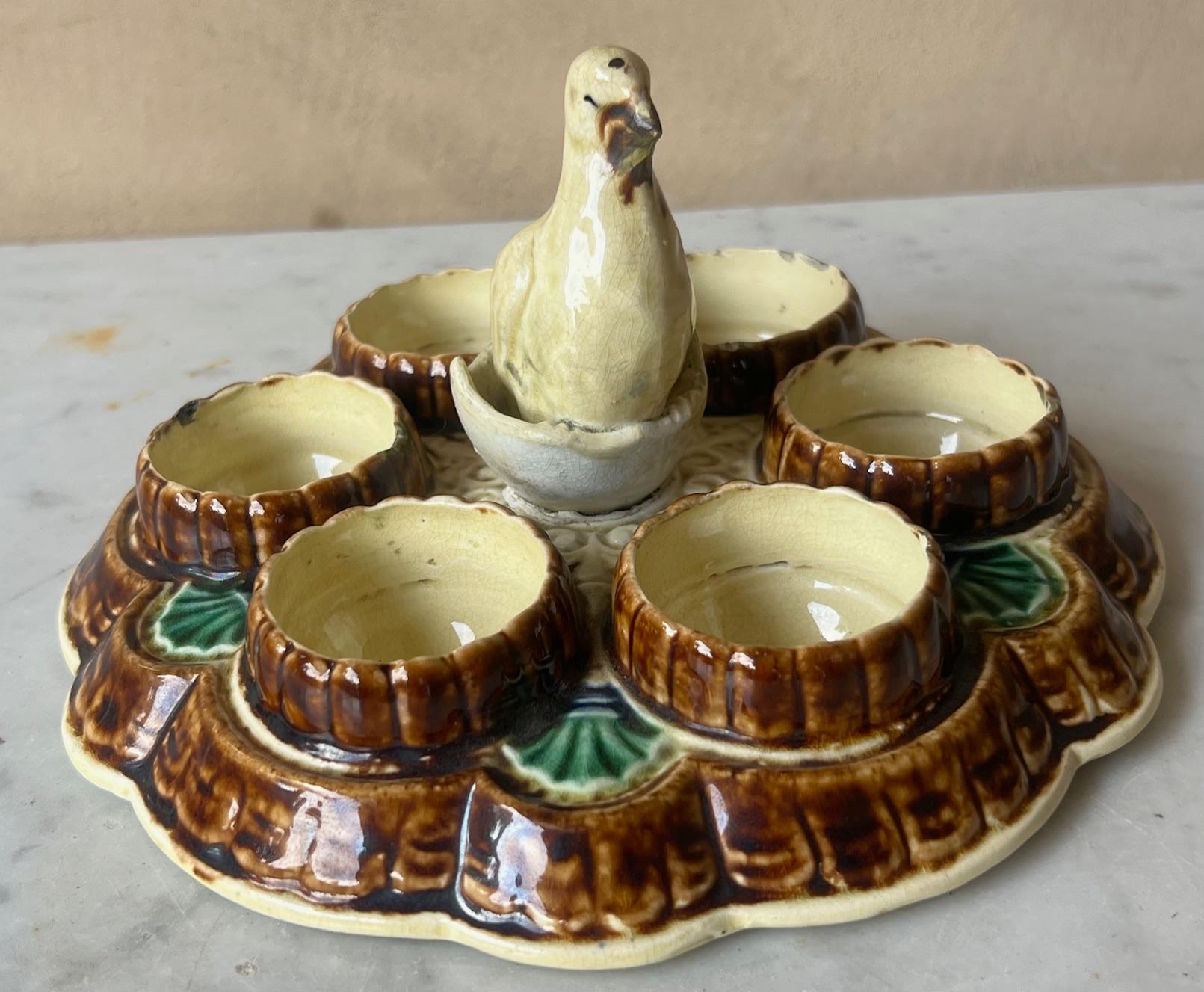 Ceramic Wasmuel Egg Dish, Belgium C 1880