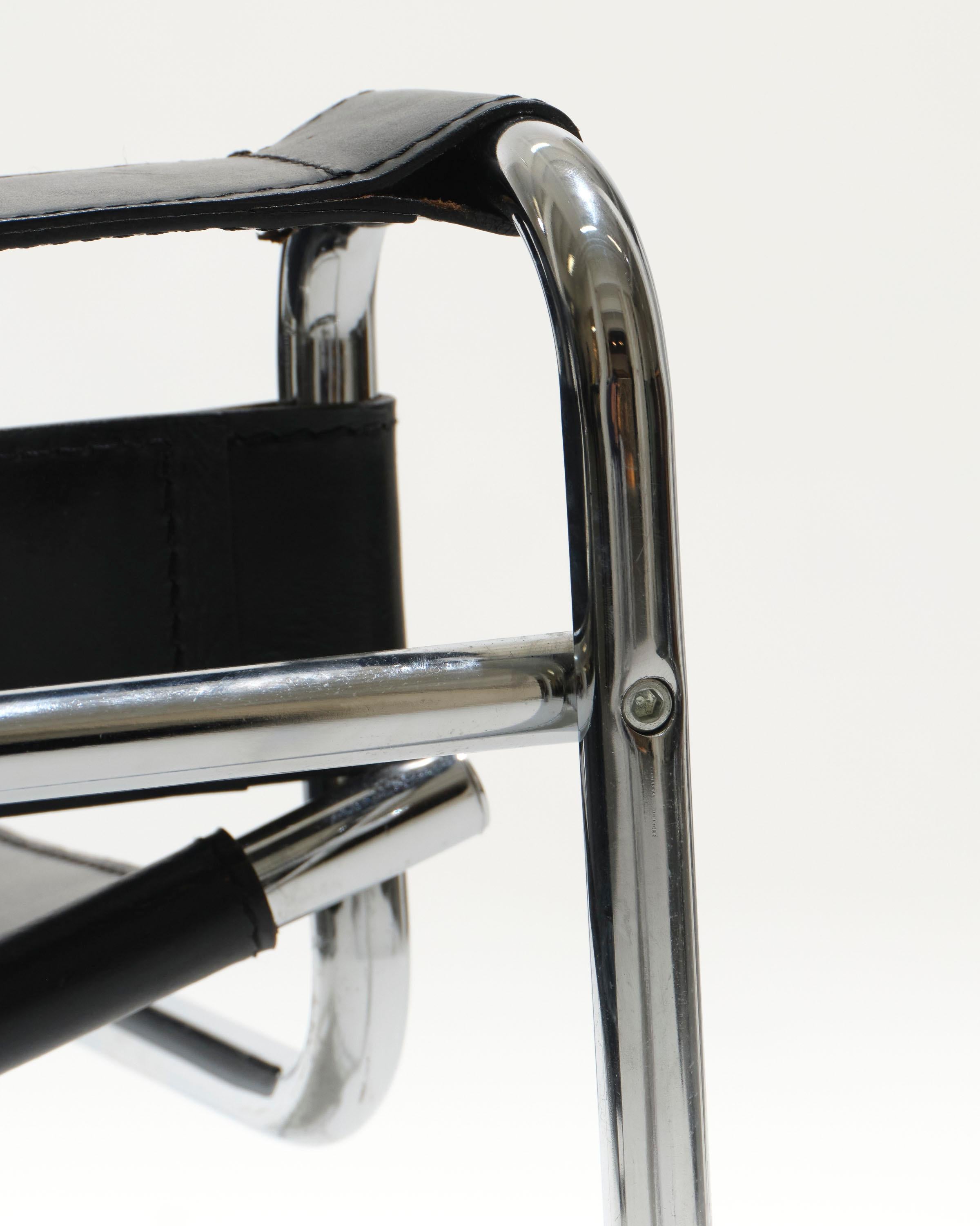 Wassily-Sessel aus schwarzem Leder, Marcel Breuer, 2000er Jahre im Angebot 9