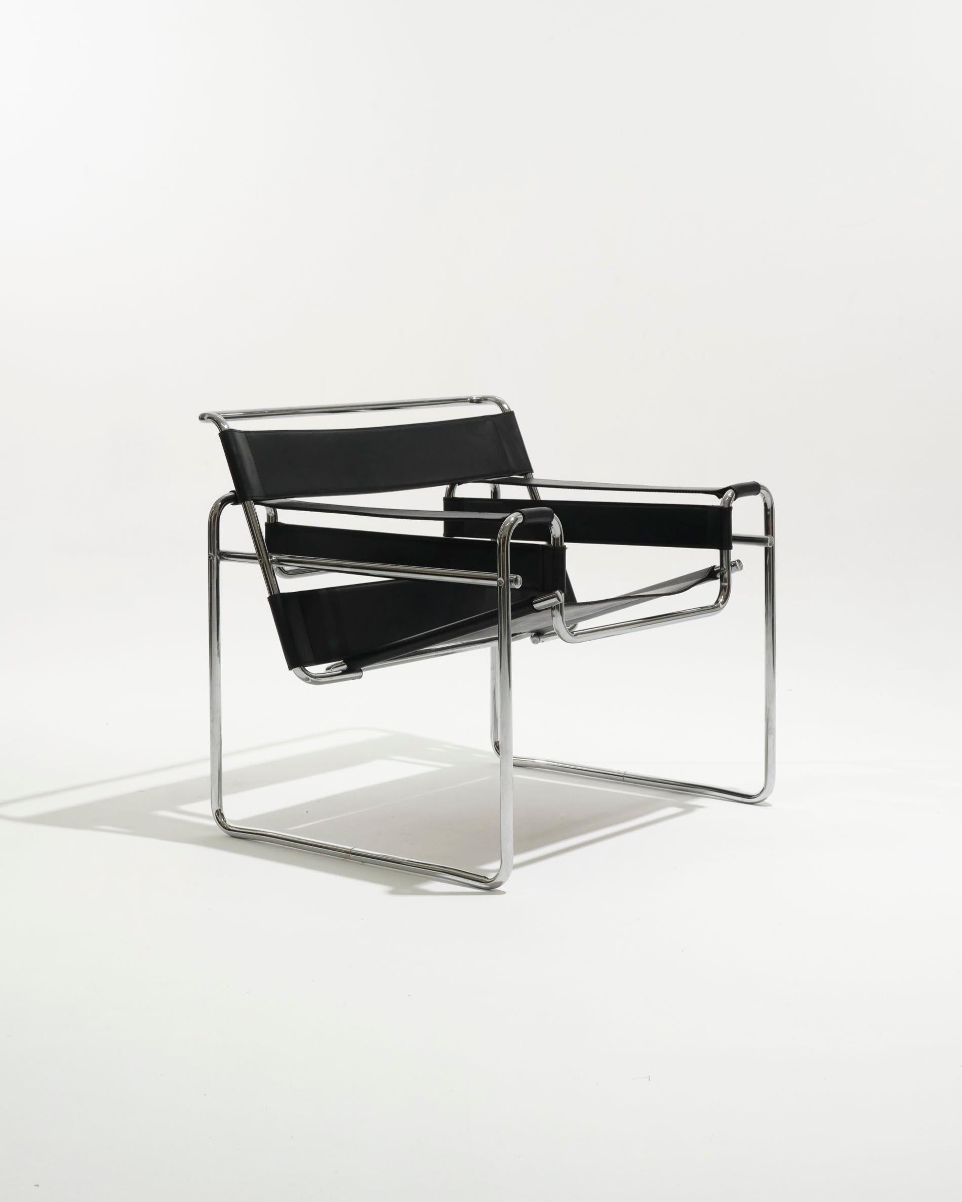 Wassily-Sessel aus schwarzem Leder, Marcel Breuer, 2000er Jahre im Angebot 2