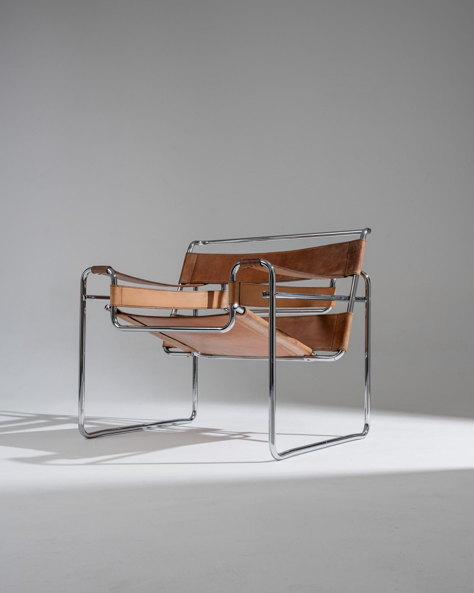 Wassily B3 Sessel in cognacfarbenem Leder, Marcel Breuer, 1970er Jahre im Angebot 4