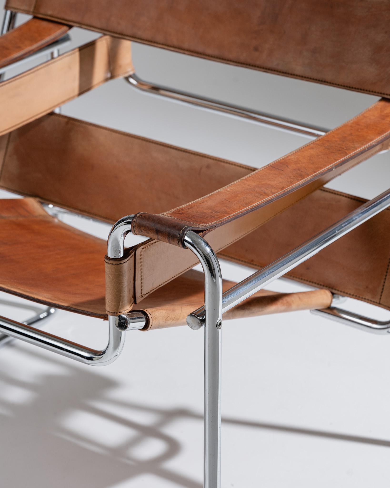 Wassily B3 Sessel in cognacfarbenem Leder, Marcel Breuer, 1970er Jahre im Angebot 5