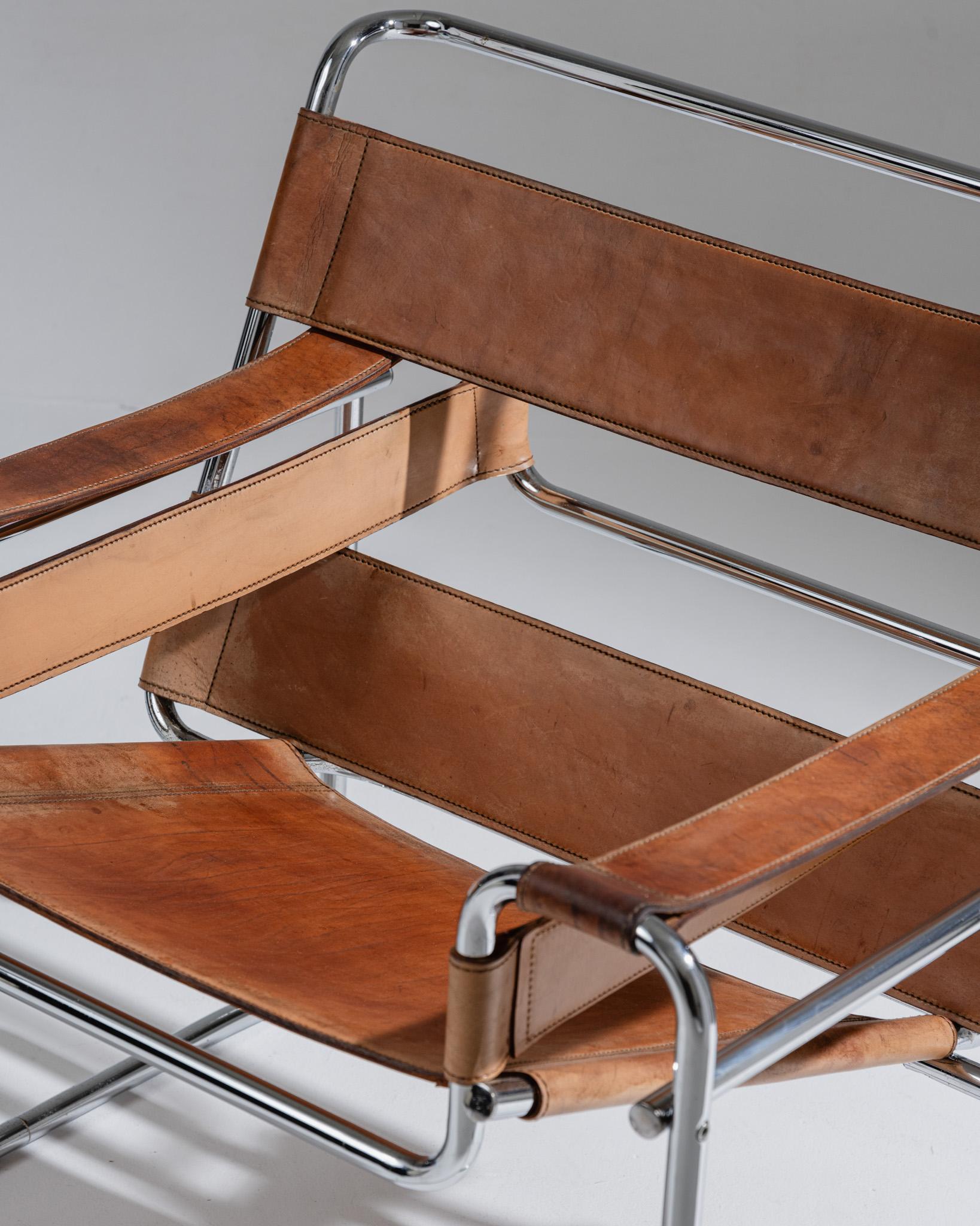 Wassily B3 Sessel in cognacfarbenem Leder, Marcel Breuer, 1970er Jahre im Angebot 7