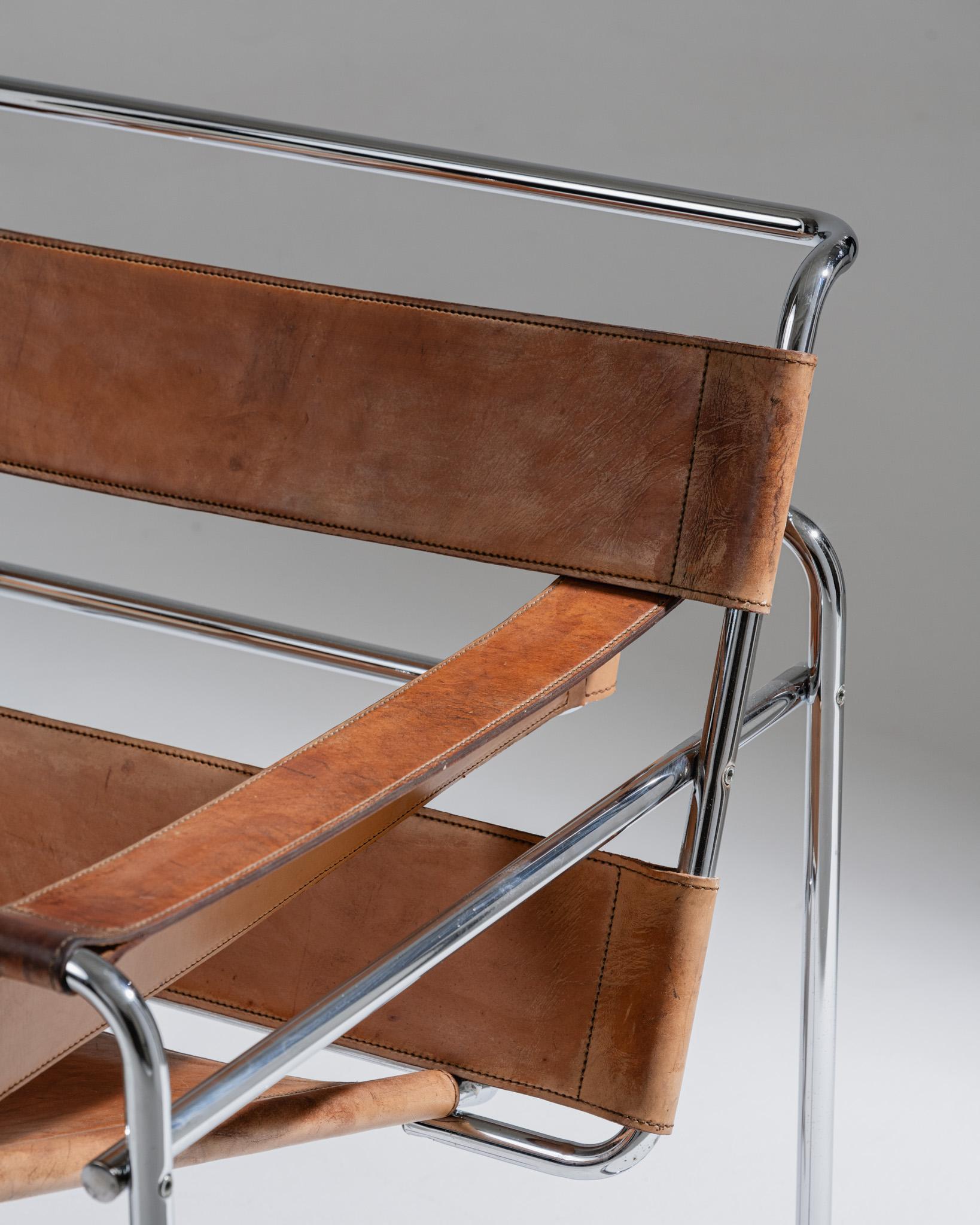 Wassily B3 Sessel in cognacfarbenem Leder, Marcel Breuer, 1970er Jahre im Angebot 8