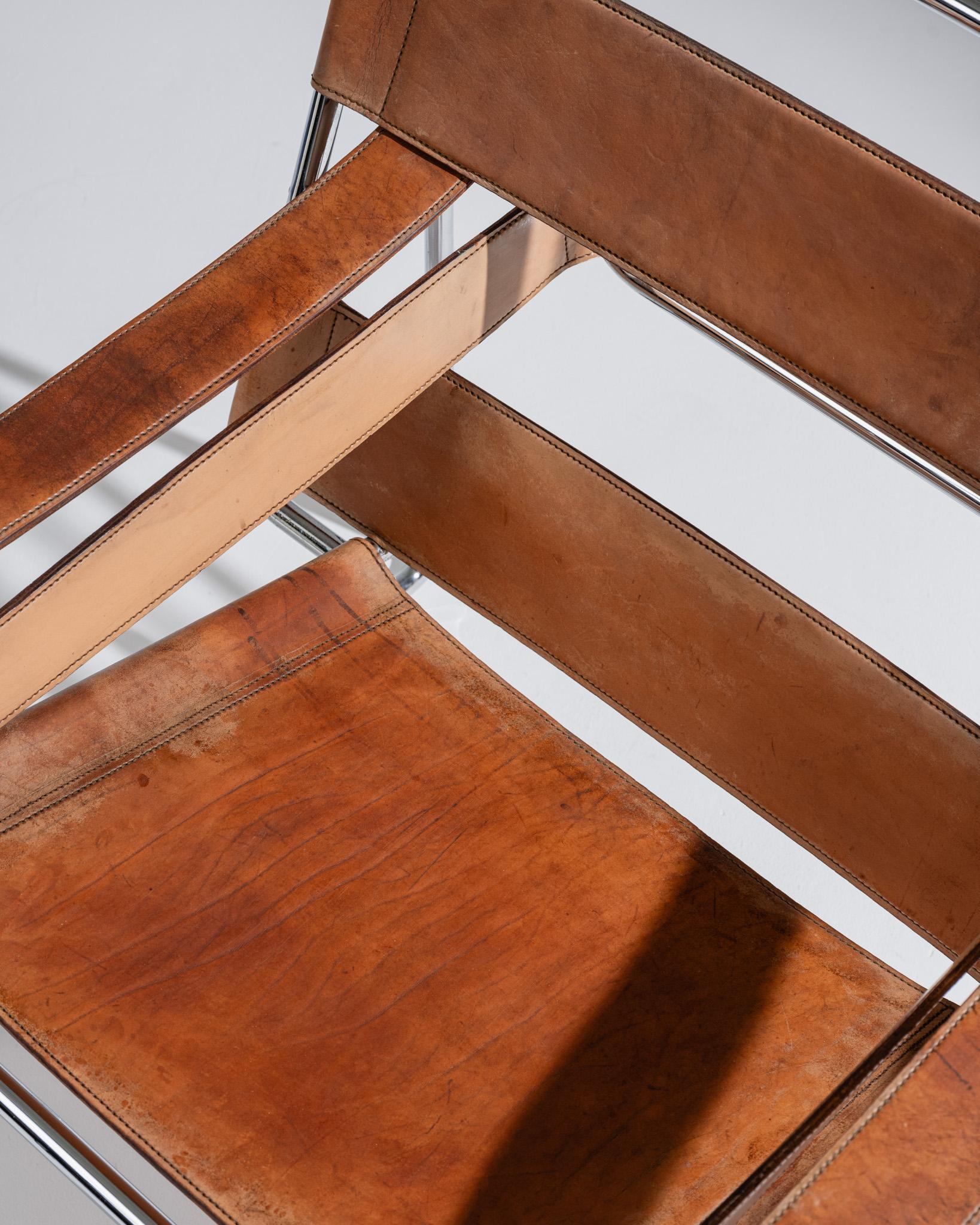 Wassily B3 Sessel in cognacfarbenem Leder, Marcel Breuer, 1970er Jahre im Angebot 10