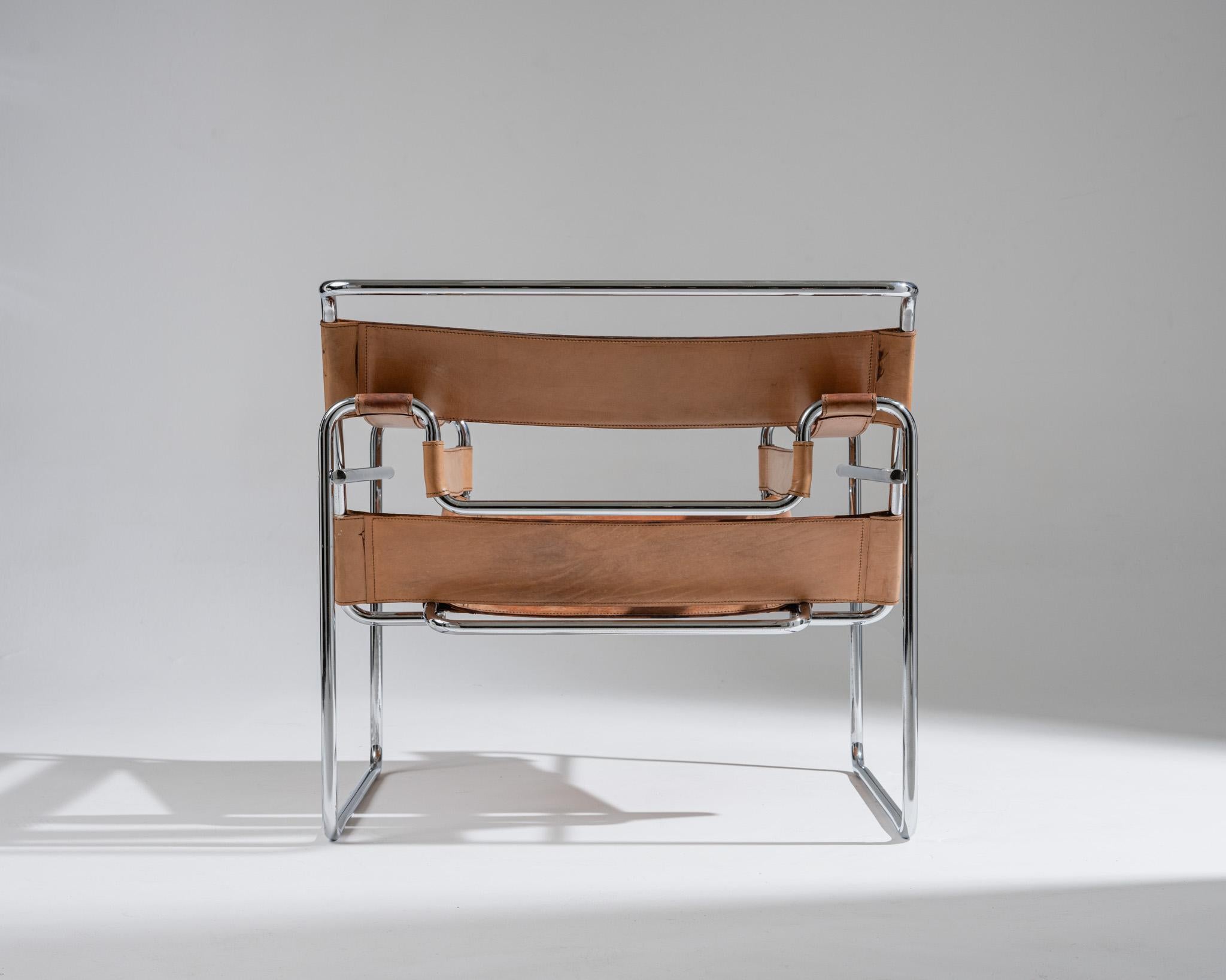Wassily B3 Sessel in cognacfarbenem Leder, Marcel Breuer, 1970er Jahre im Angebot 14