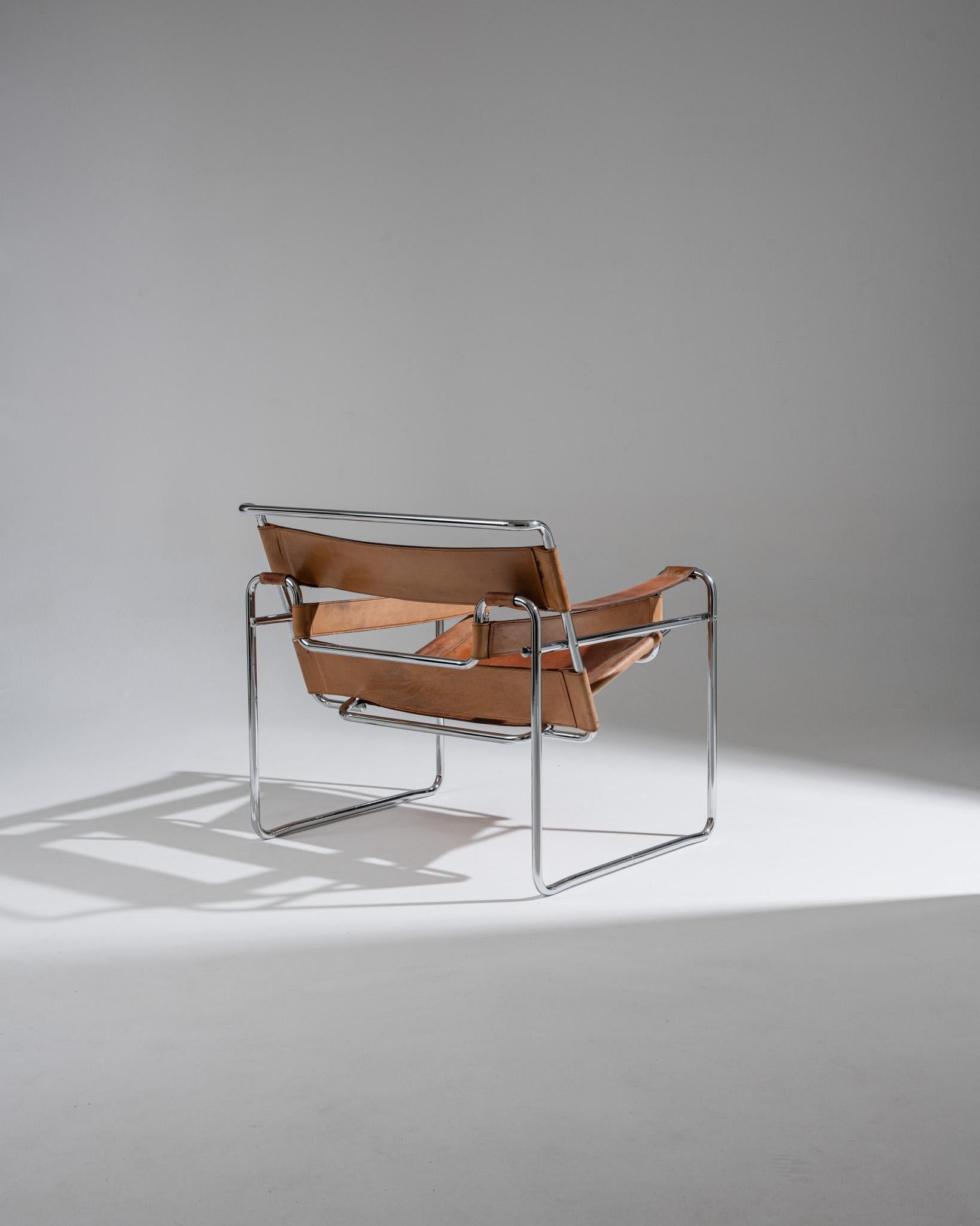 Wassily B3 Sessel in cognacfarbenem Leder, Marcel Breuer, 1970er Jahre (Frühes 20. Jahrhundert) im Angebot