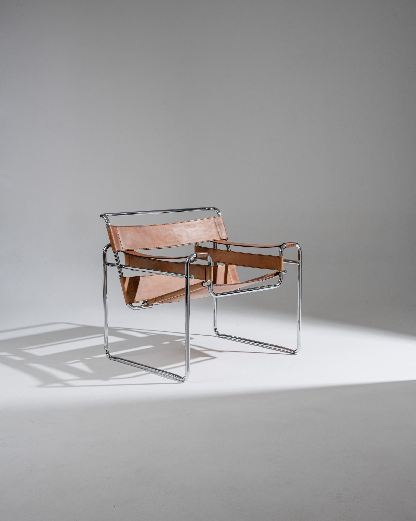 Wassily B3 Sessel in cognacfarbenem Leder, Marcel Breuer, 1970er Jahre im Angebot 1