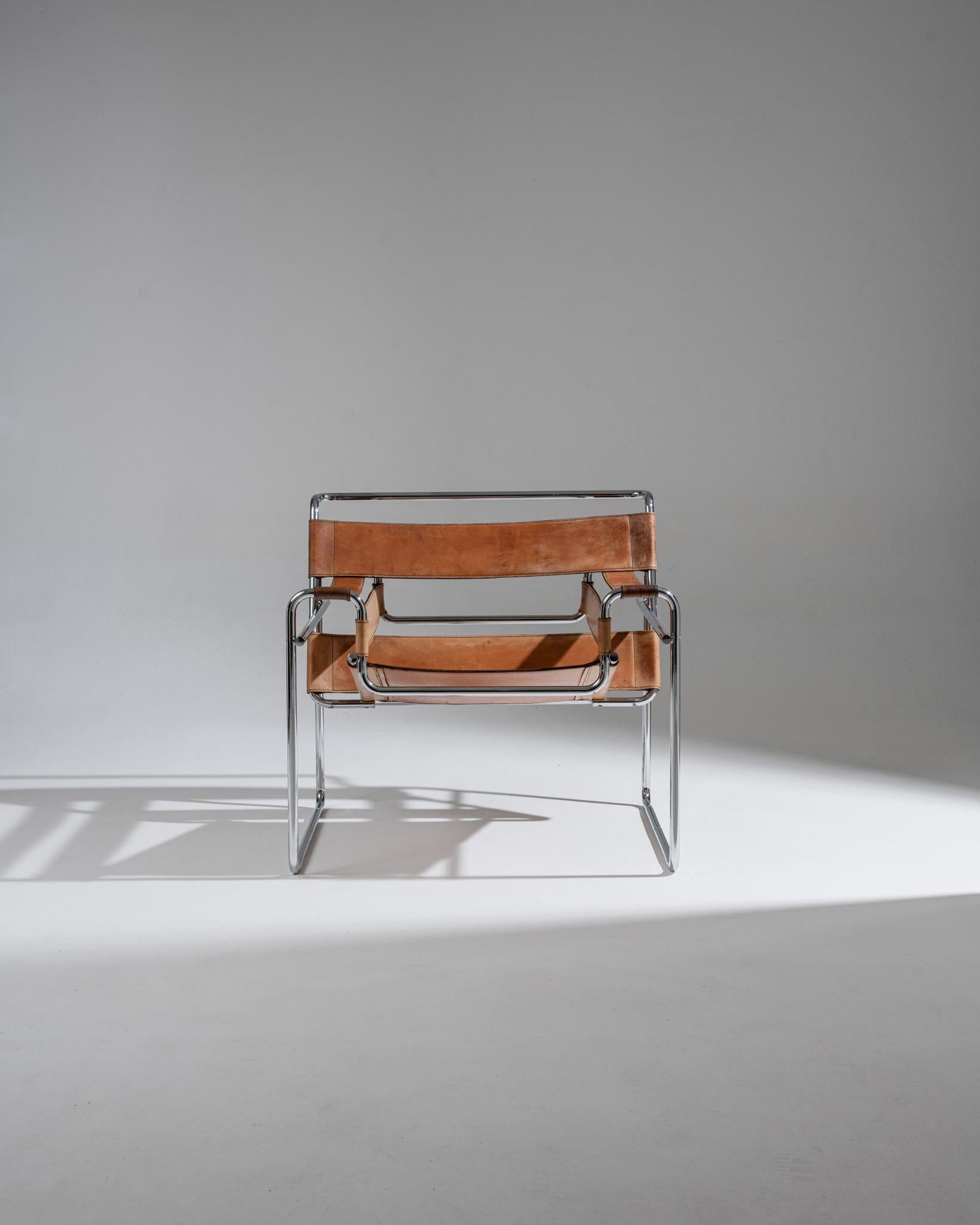 Wassily B3 Sessel in cognacfarbenem Leder, Marcel Breuer, 1970er Jahre im Angebot 2