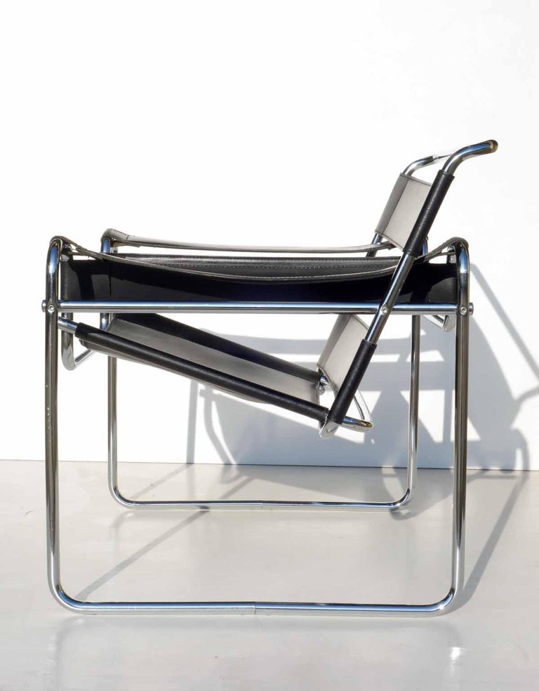 "Wassily" by Marcel Breuer Bauhaus Style 1970s Design Black Leather