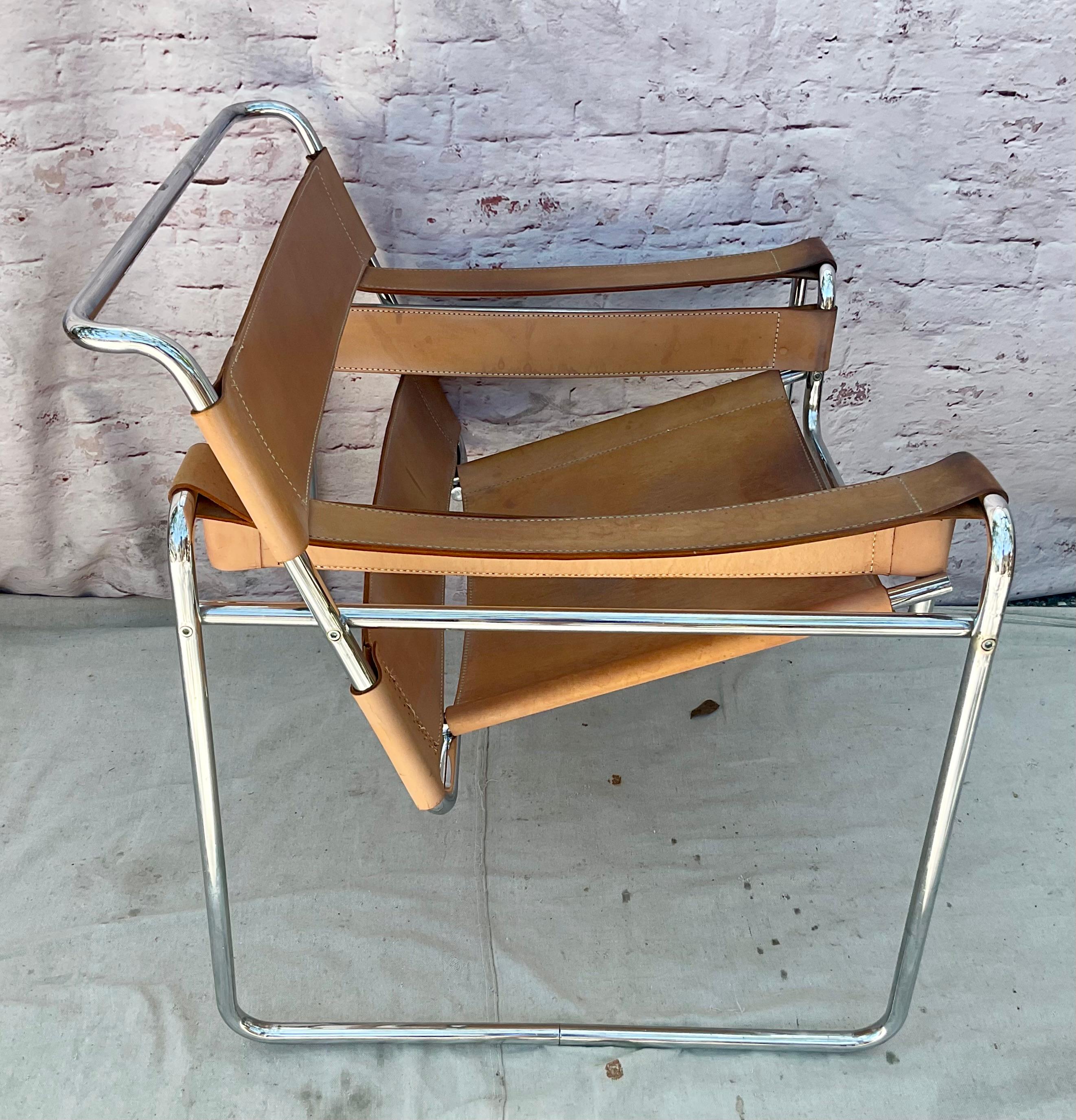 20th Century Wassily Chair in Natural Tan Leather A Pair