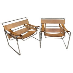 Silla Wassily de Piel Natural Tan Pareja