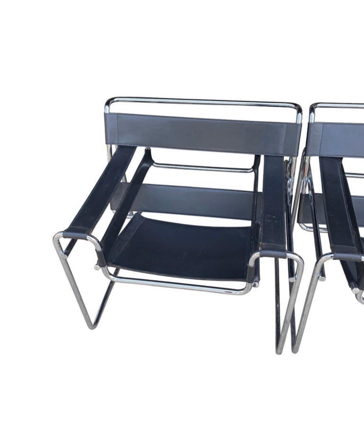 Wassily Chairs in Chrome and Leather Designed by Marcel Breuer 5