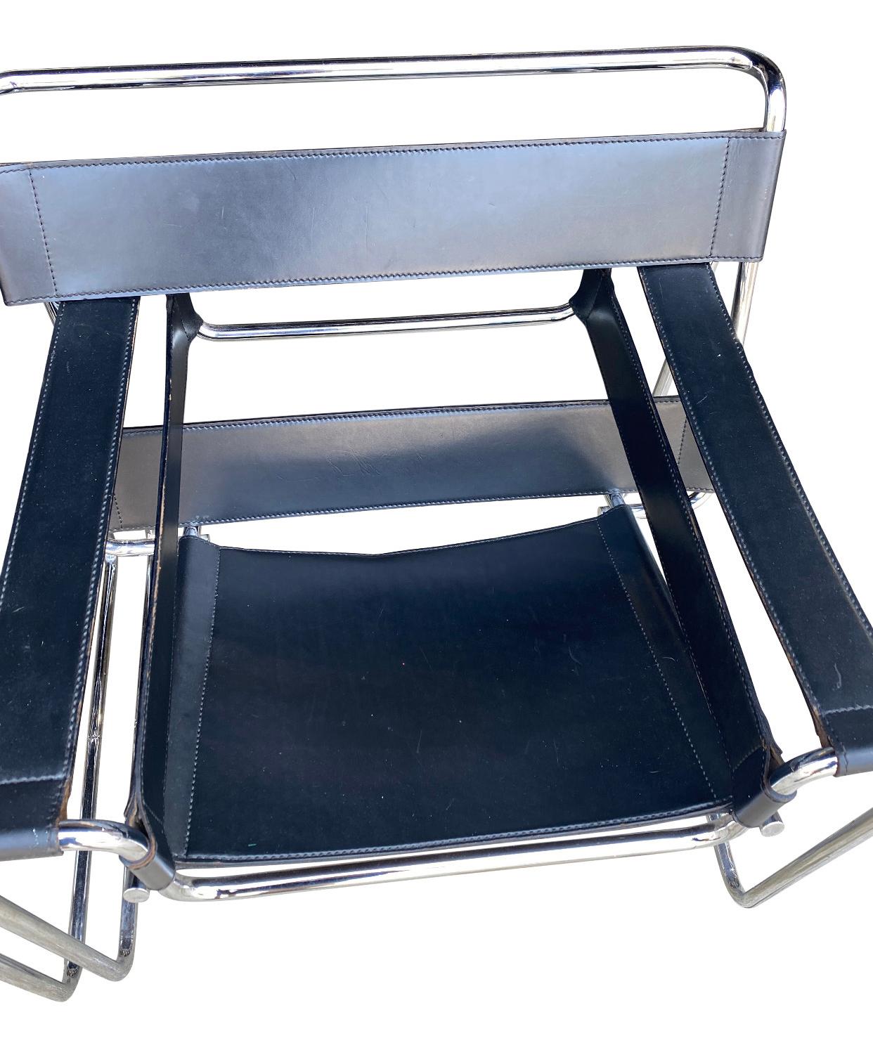 Wassily Chairs in Chrome and Leather Designed by Marcel Breuer 2
