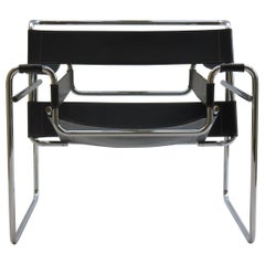 Wassily Chrome and Leather B3 Chair in Black by Marcel Breuer for Gavina