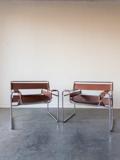 Wassily Cognac Leather Chairs by Marcel Breuer for Gavina