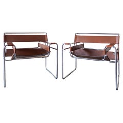 Wassily Cognac Leather Chairs by Marcel Breuer for Gavina