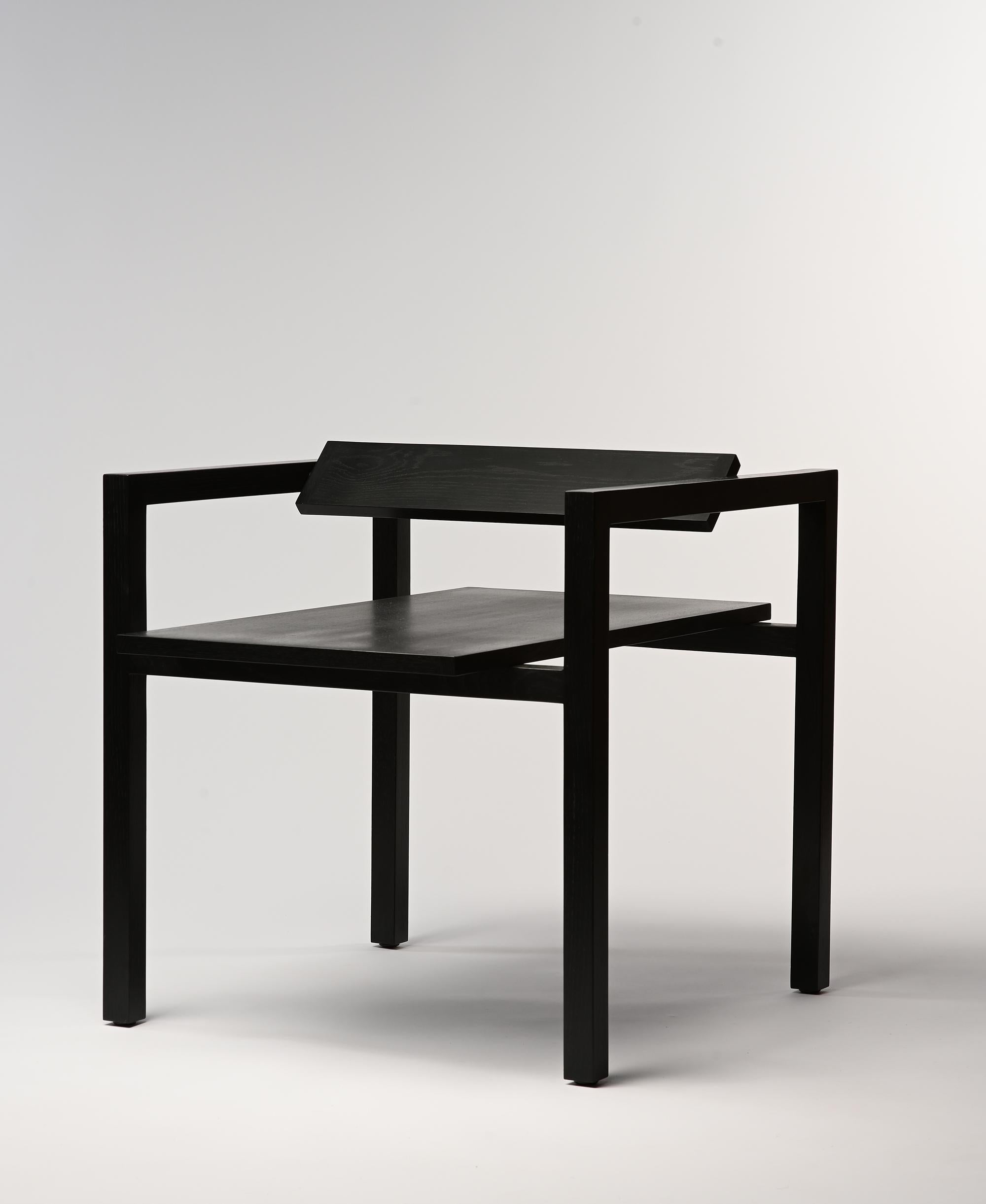 Modern Wassily-Inspired Black Wood Box Chair w/ Swiveling Backrest by N. Bijan Pourfard For Sale