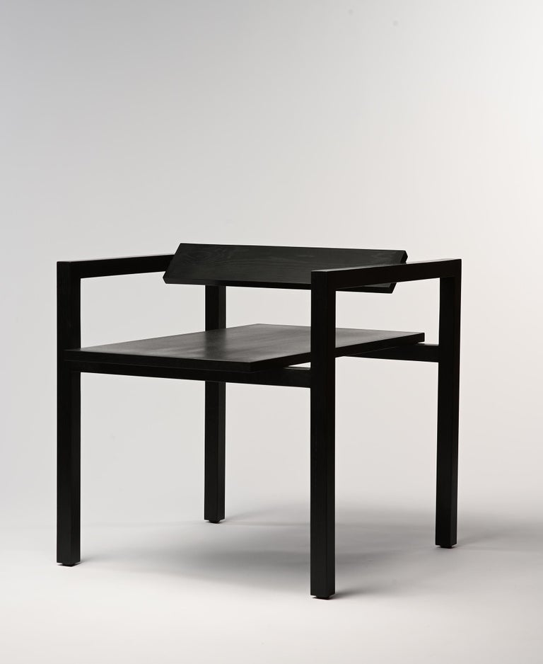 Wassily-Inspired Black Wood Box Chair w/ Swiveling Backrest by N. Bijan ...
