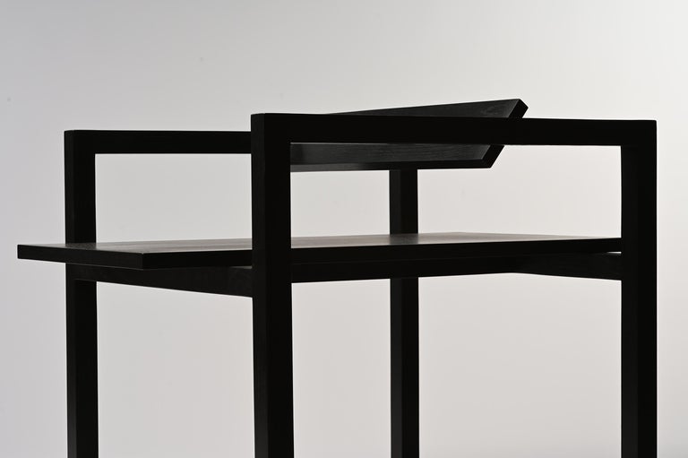 Wassily-Inspired Black Wood Box Chair w/ Swiveling Backrest by N. Bijan ...