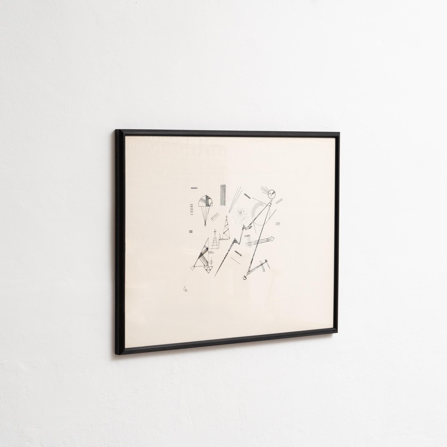 Mid-Century Modern Wassily Kandinsky Framed Abstract Etching, circa 1960  For Sale