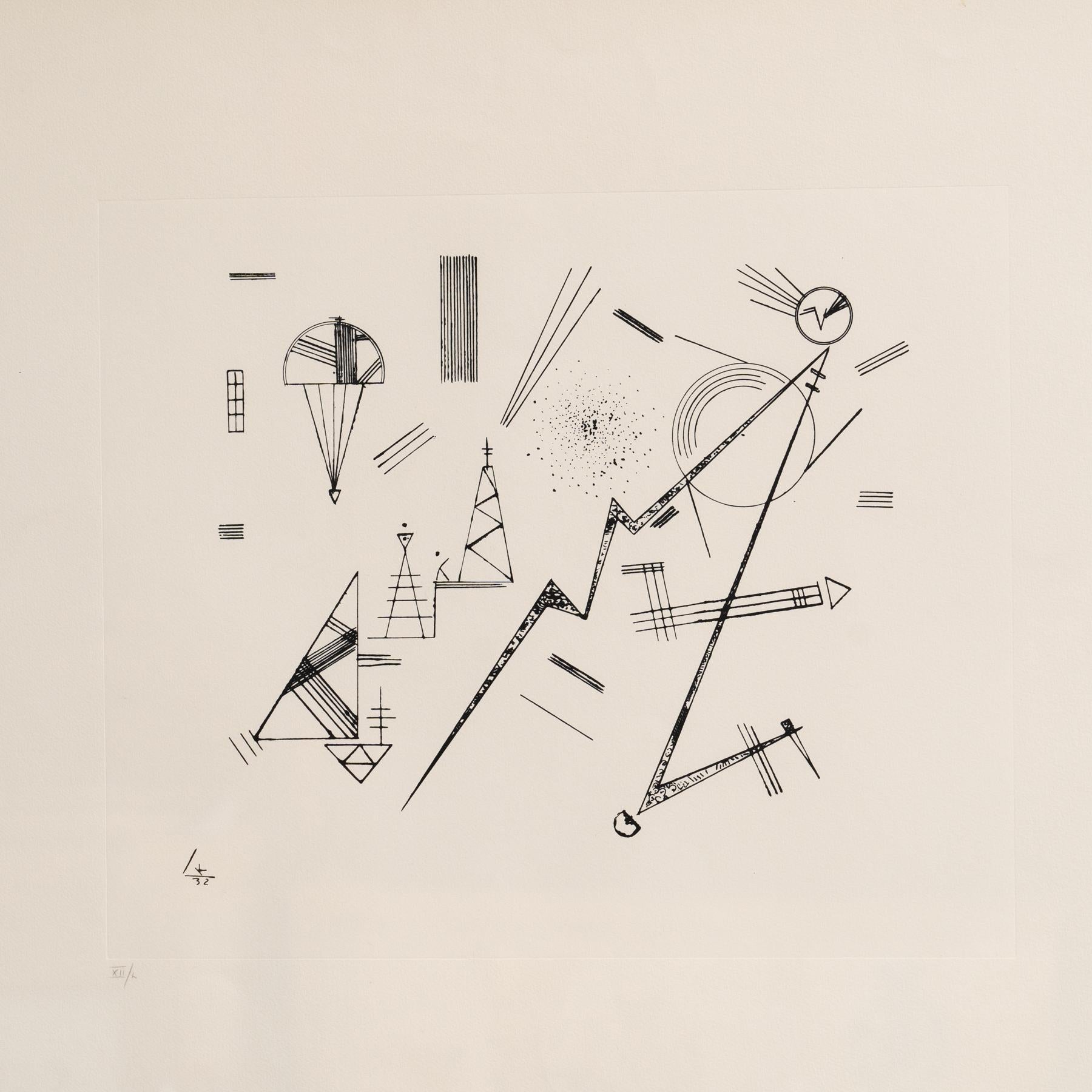 Etched Wassily Kandinsky Framed Abstract Etching, circa 1960  For Sale