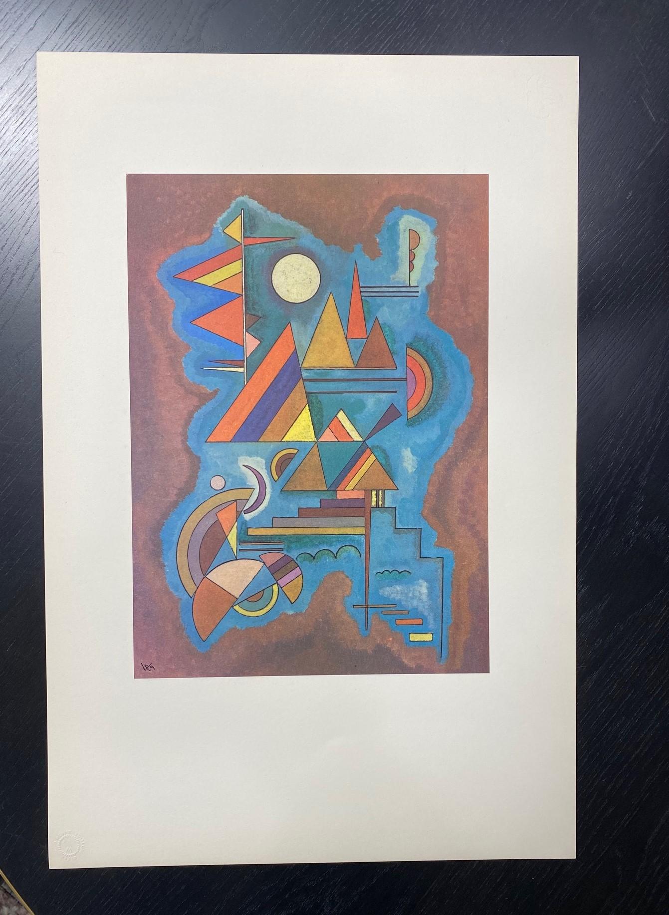 Eine wunderschöne Offsetlithografie des abstrakten Expressionismus des russischen Malers und Kunsttheoretikers Wassily Kandinsky mit dem Titel 