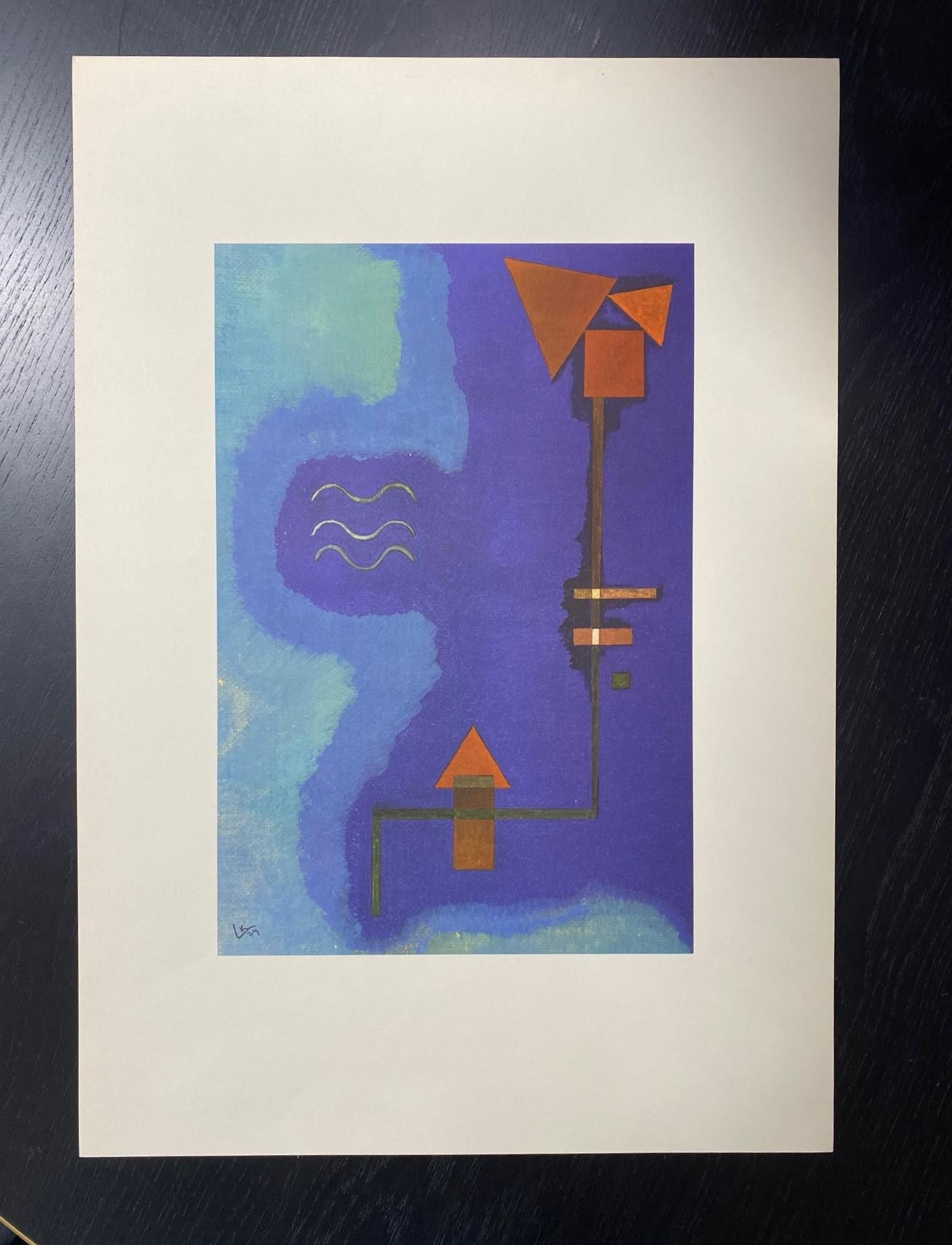 Une belle lithographie offset de l'expressionnisme abstrait en édition limitée du peintre et théoricien de l'art russe Wassily Kandinsky 