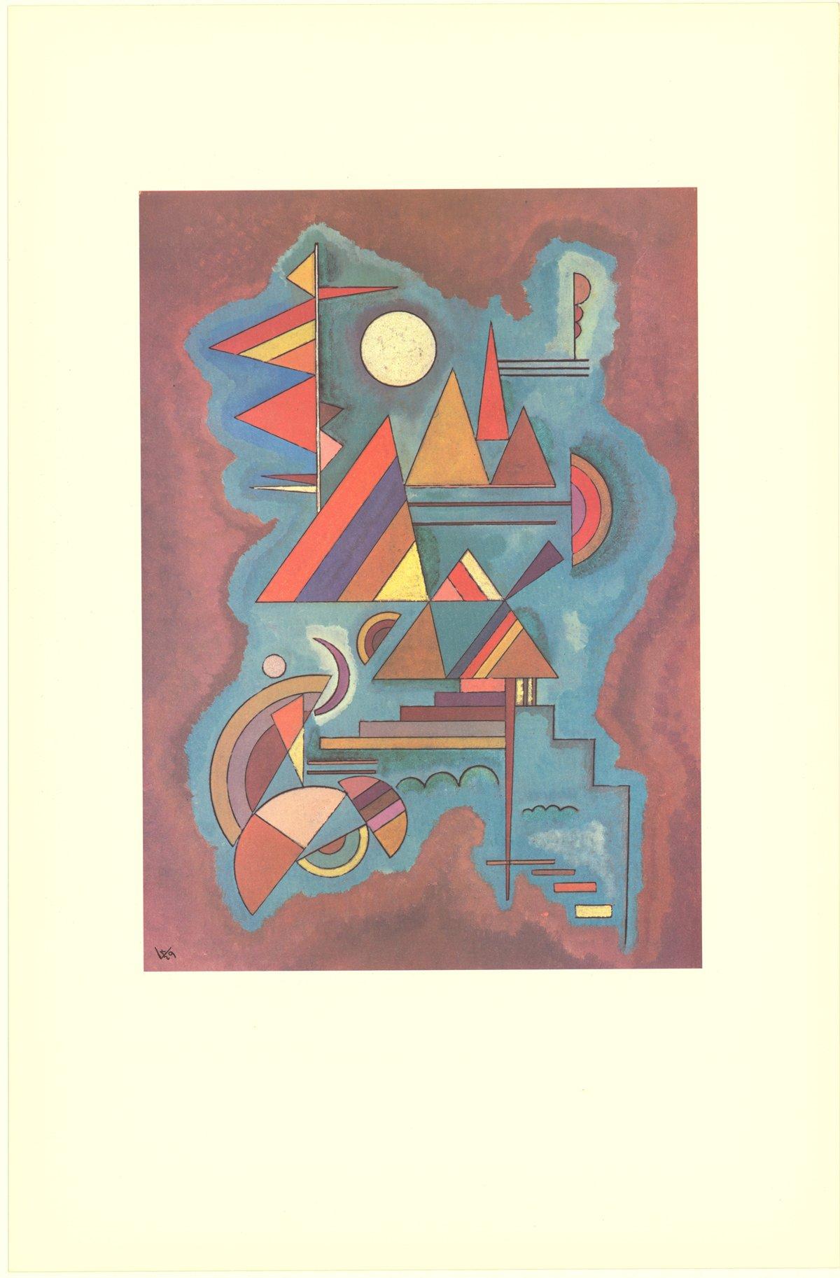 Paper Size: 22.25 x 15.75 inches ( 56.515 x 40.005 cm )
 Image Size: 13.75 x 10 inches ( 34.925 x 25.4 cm )
 Framed: No
 Condition: A: Mint
 
 Additional Details: Colorful composition of shapes with sharp lines that appear softened by the