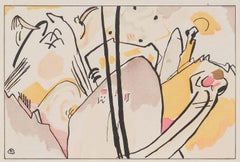 Der Blauer Reiter –  Studie für die Komposition Nr. 4 abstrakte Kandinsky-Lithographie