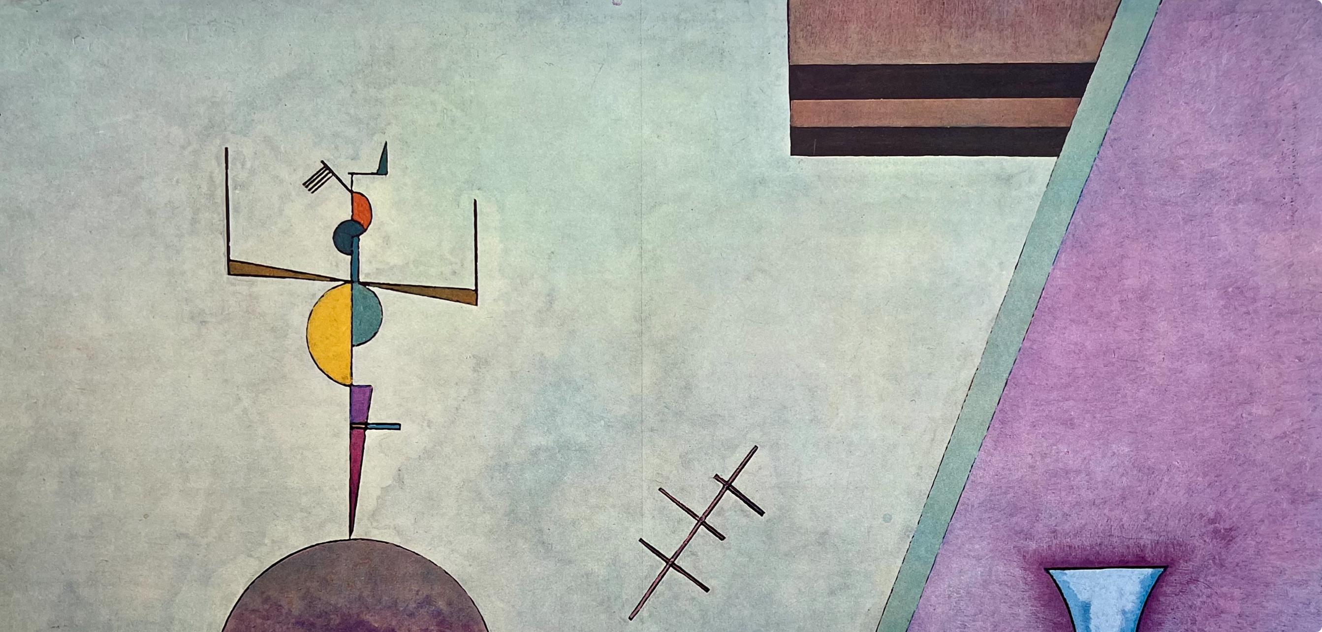 Kandinsky, Composition, Derrière le miroir (after) - Gray Landscape Print by Wassily Kandinsky