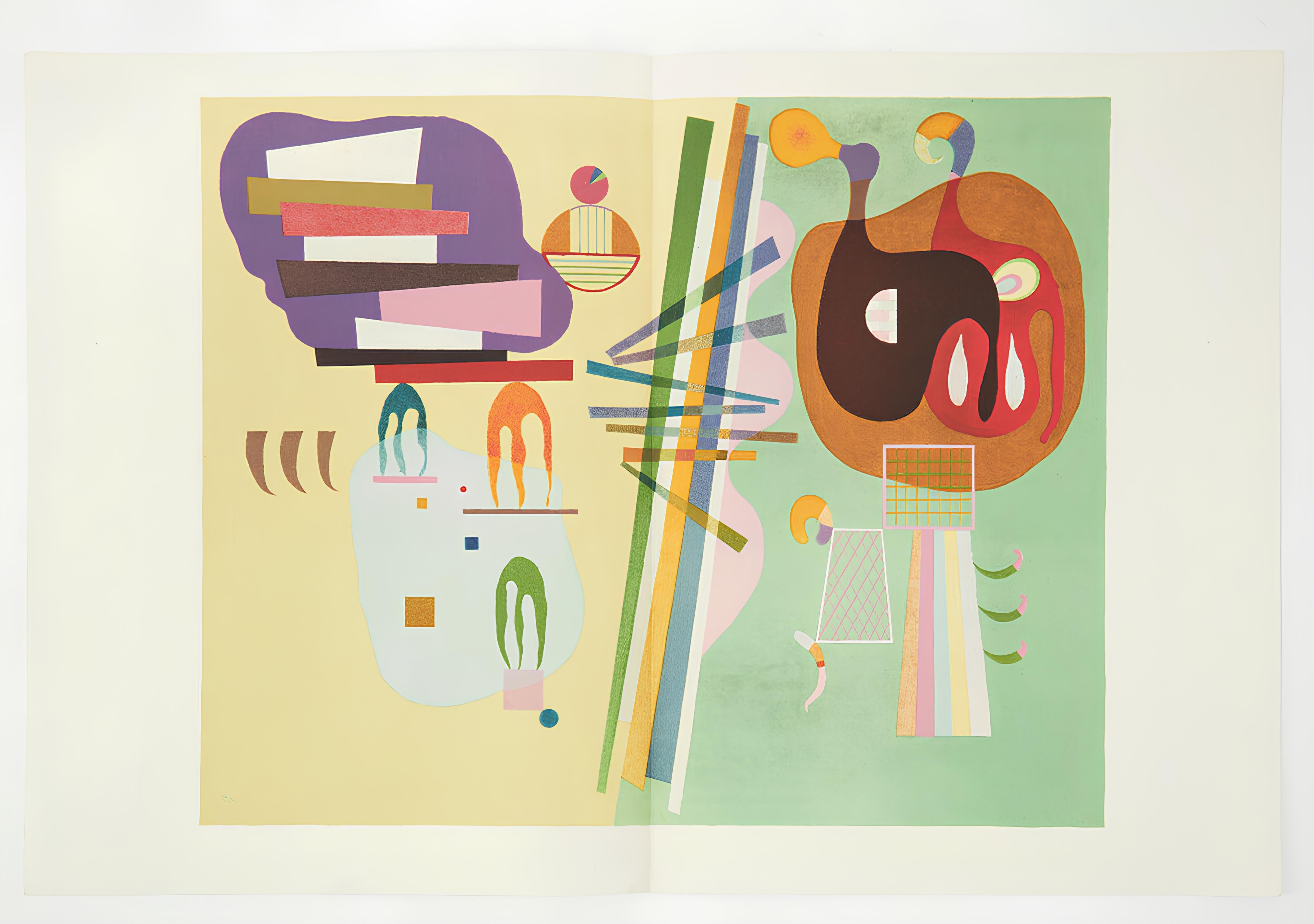 Kandinsky, Composition, Derrière le miroir (d'après) - Beige Landscape Print par Wassily Kandinsky