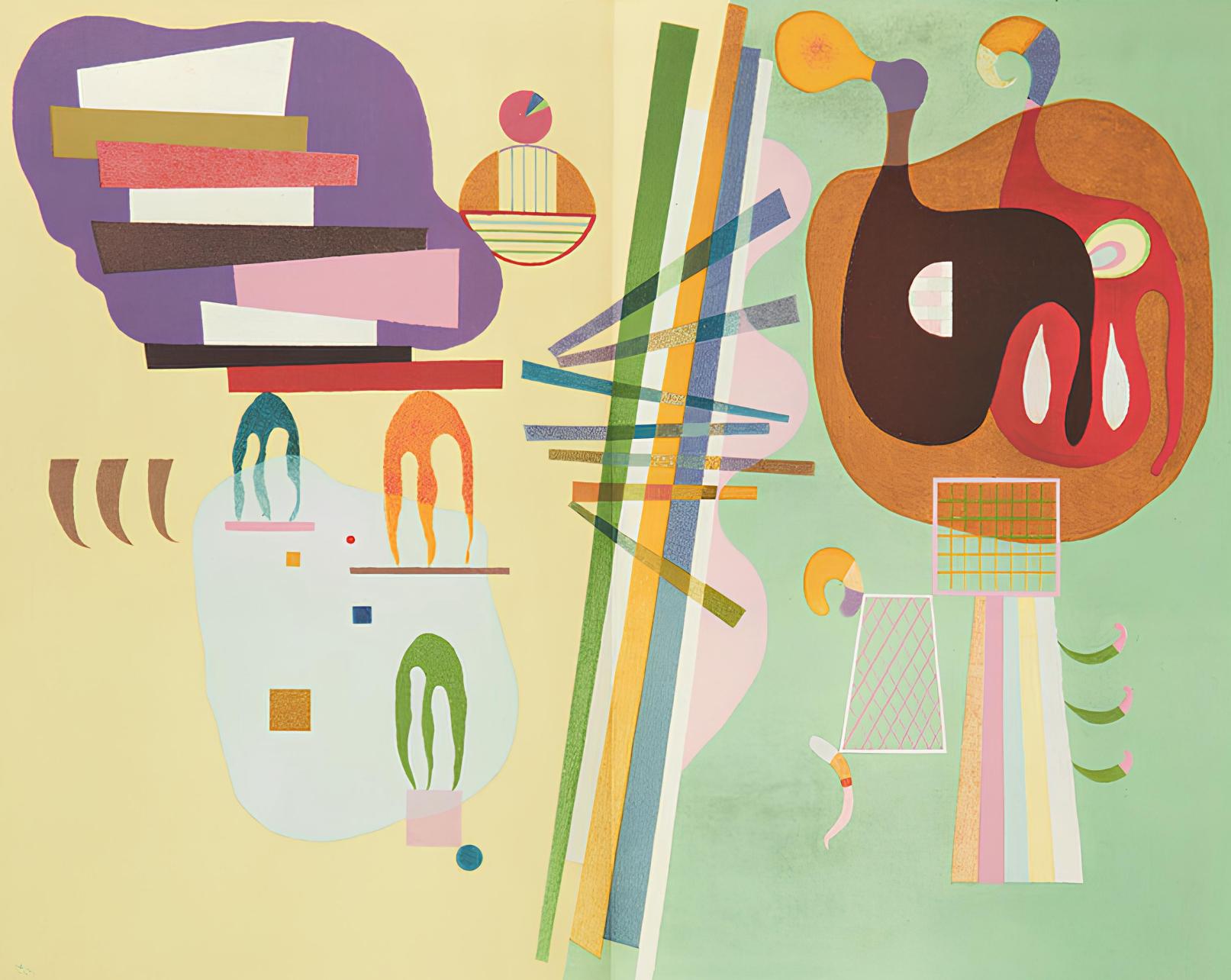 Landscape Print Wassily Kandinsky - Kandinsky, Composition, Derrière le miroir (d'après)