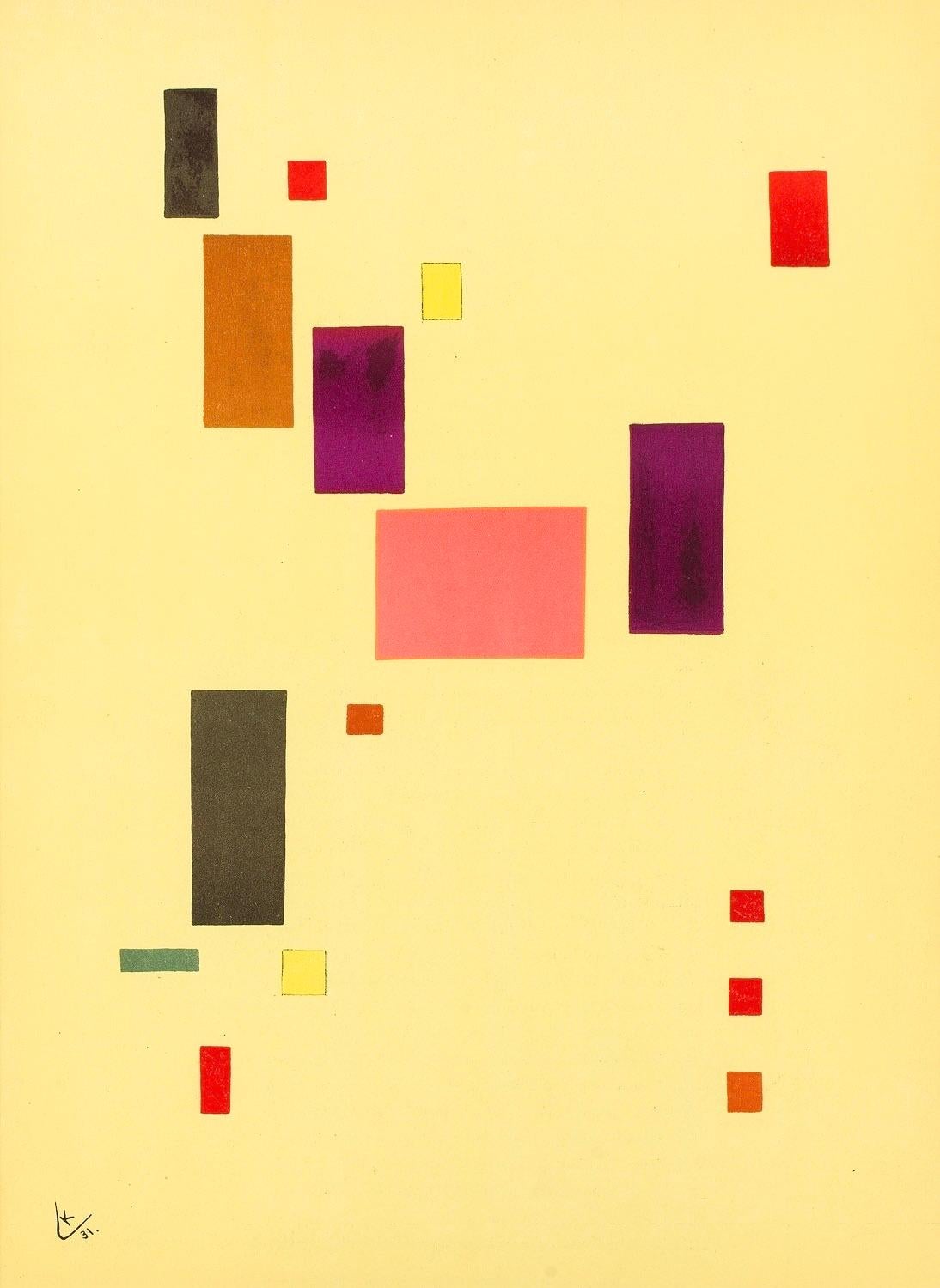 Abstract Print di Wassily Kandinsky - Kandinsky, Fond Jaune, Derrière le miroir (dopo)