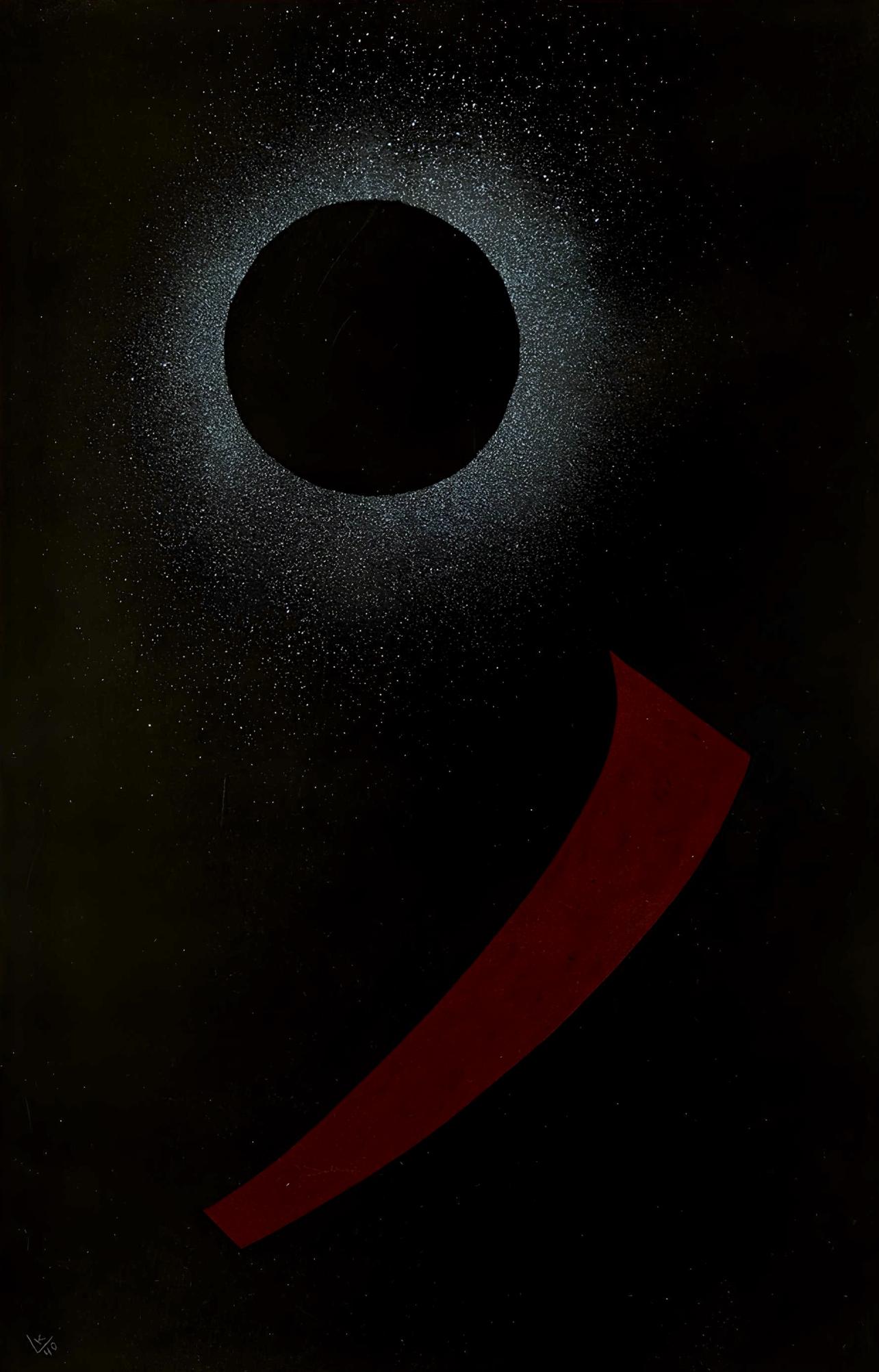 Abstract Print Wassily Kandinsky - Kandinsky, Grau mit Schwarz, Derrière le miroir (d'après)